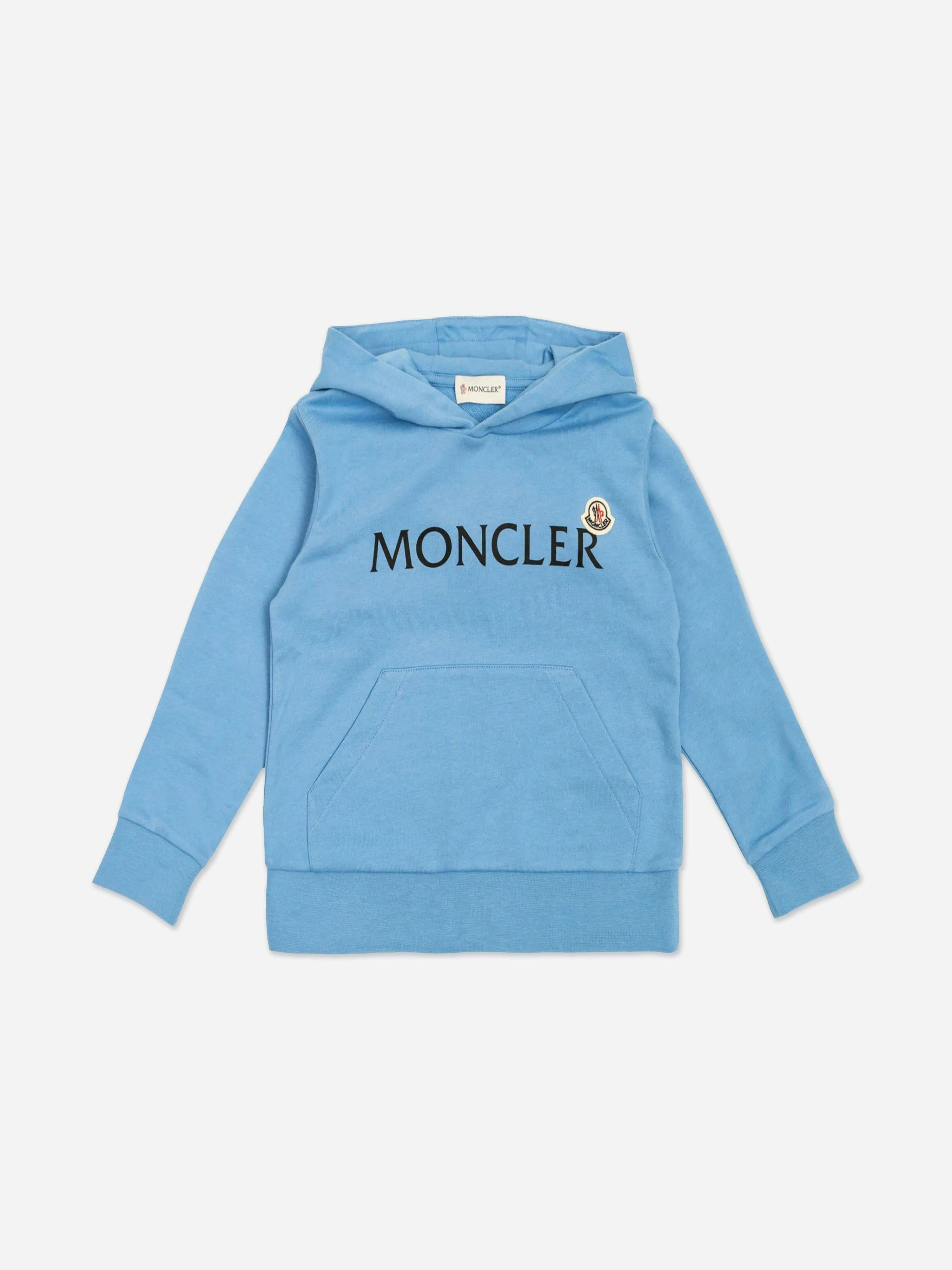 Moncler Enfant Boys Blue Logo Hoodie In - 14 Yrs