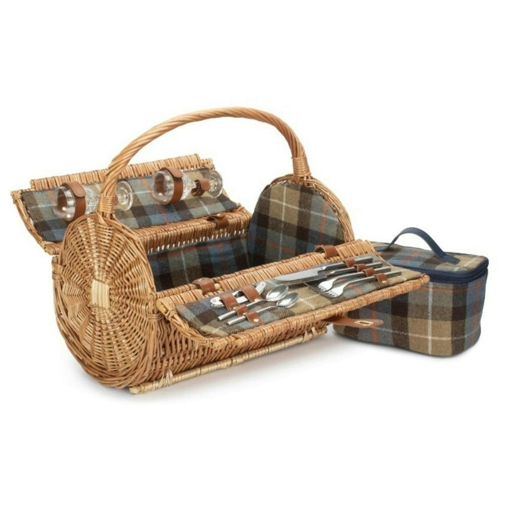 Rackhams Light 2 Person Ravenstor Barrel Fitted Wicker Picnic Basket - 2 Person