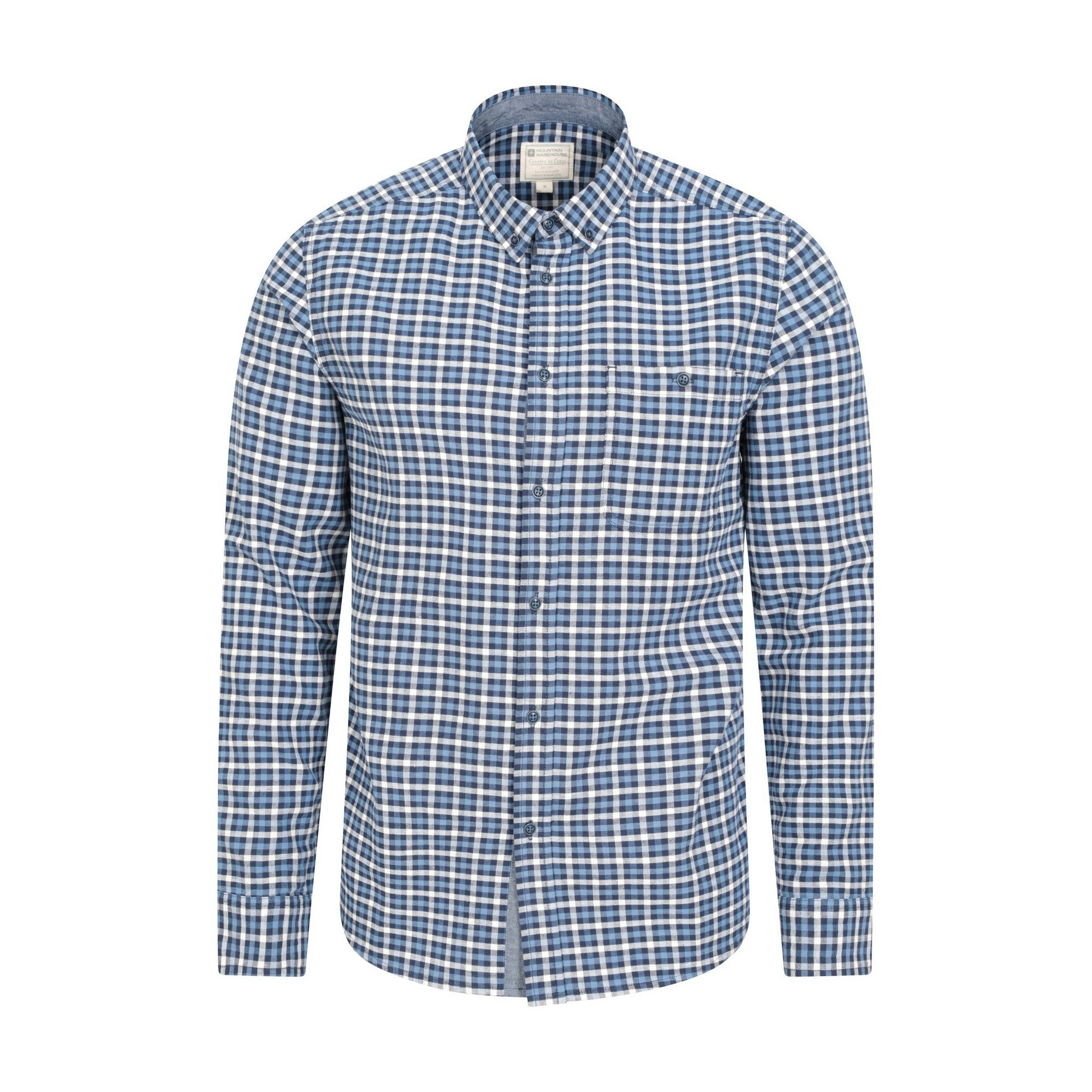 Mountain Warehouse Men's Driftwood Checked Organic Shirt - Navy - Xs - Navy