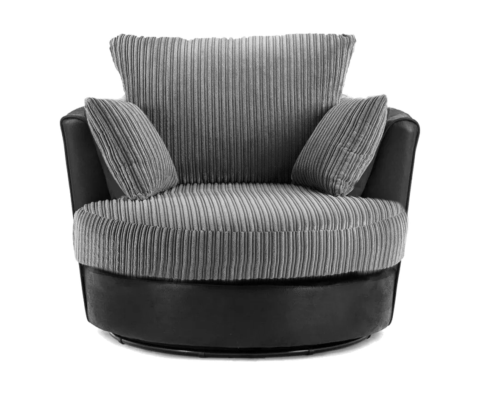 Rackhams Black/Grey Luxor / Ferguson / Delta Cord Swivel Chair - And