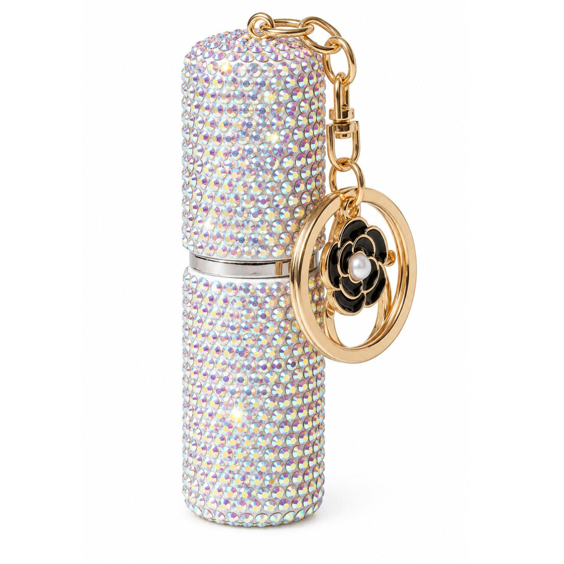 Love Emvy Gold/Black Crystal Effect Refillable Perfume Atomiser Keyring