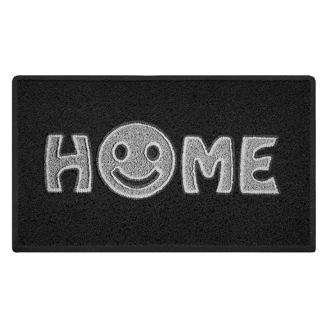Rackhams Black Home Smile Inlay Embossed Doormat