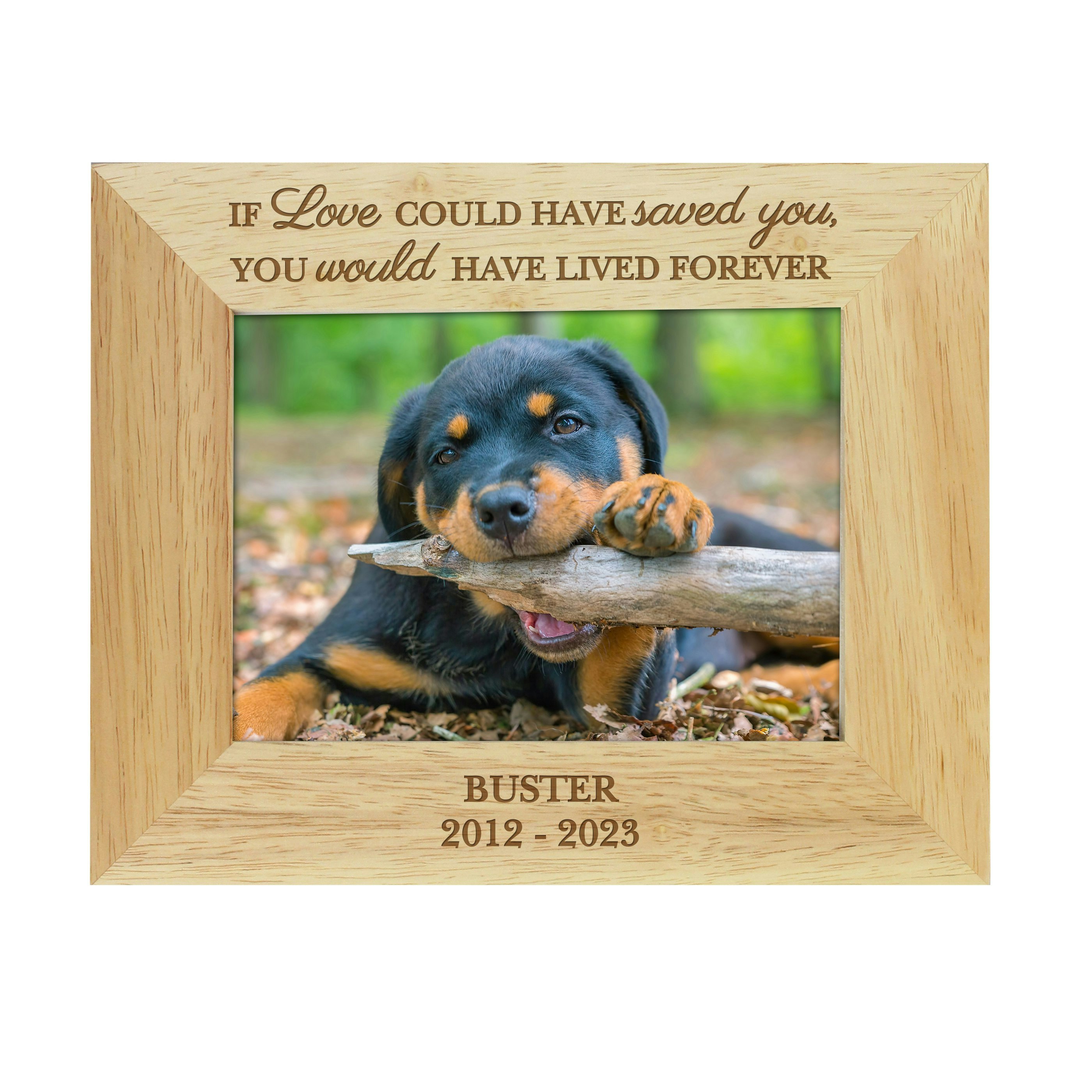 Rackhams Personalised Pet Memorial 6X4 Wooden Photo Frame