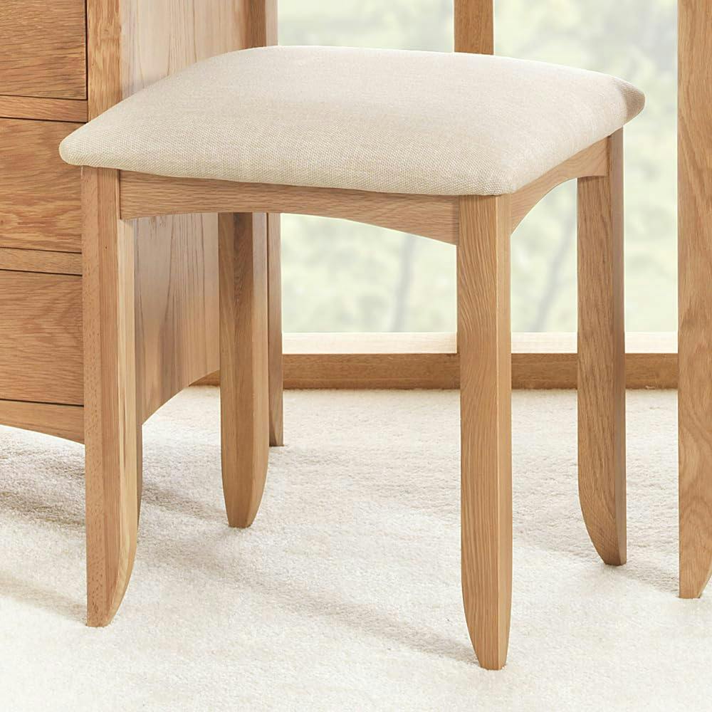 Rackhams Brown Edward Hopper Dressing Table Stool Modern Upholstered Bedroom Seat - Oak, - Oak