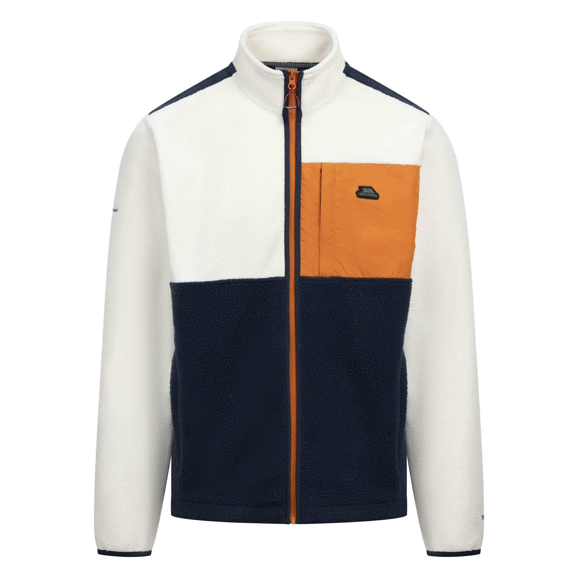 Trespass Men's White/Orange Hamish At200 Fleece Jacket - Off /Navy/ - Xxl - Off /Navy/ - 100% Polyester