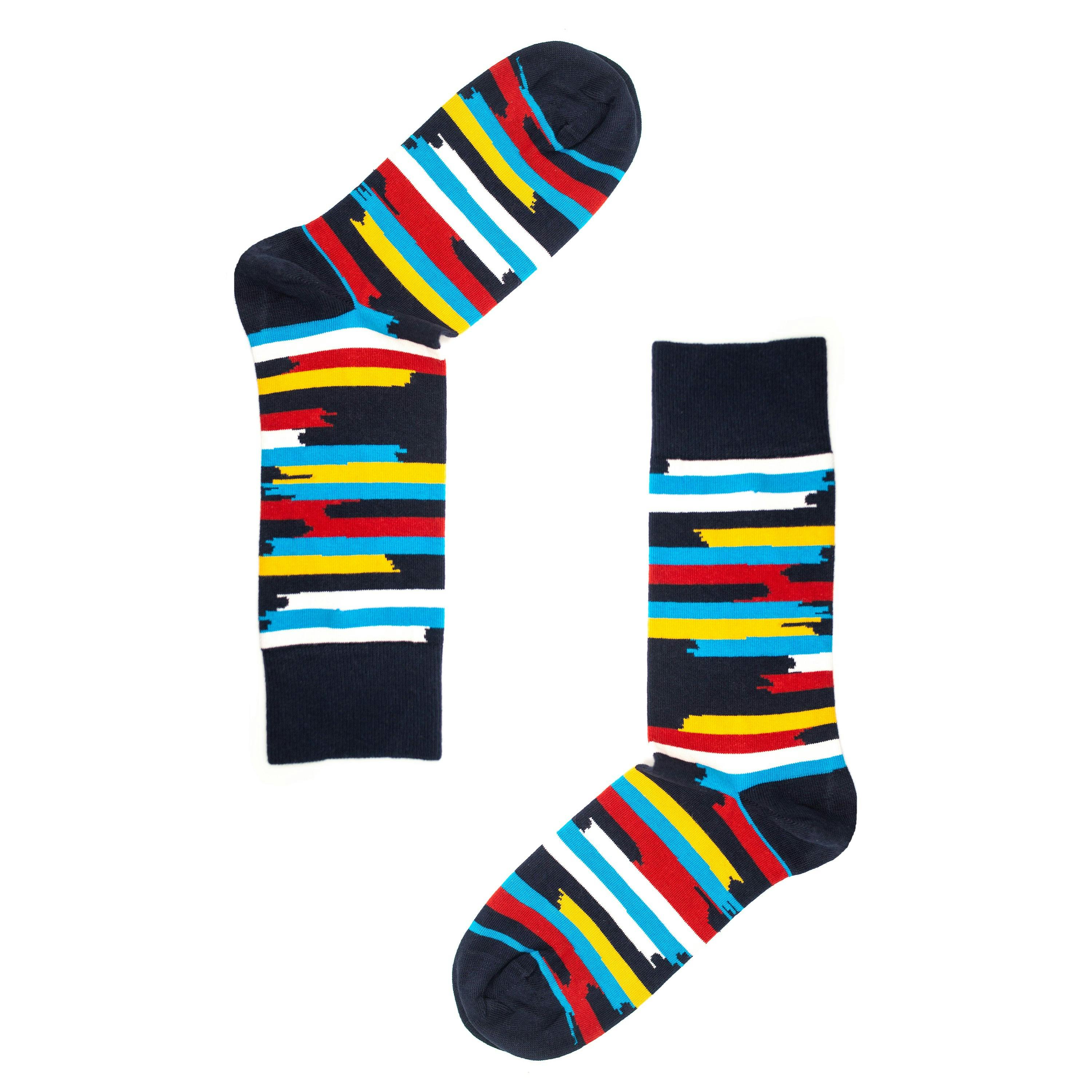 Jemsox Men's Yellow Fuzzy Stripe Socks – Organic Cotton - One Size / Eur 41-46 / Uk 7-11