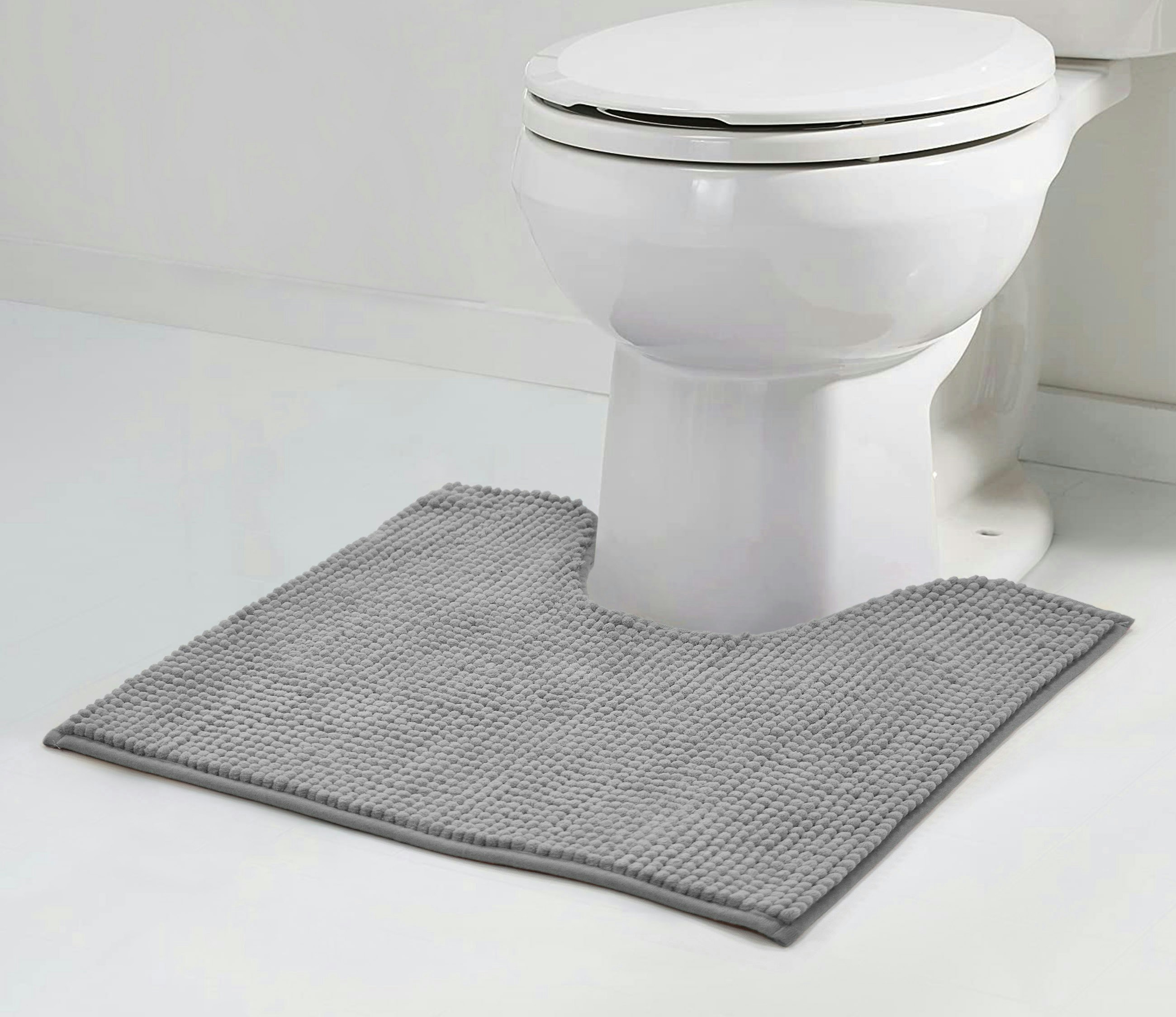 Velosso Grey Shaggy Noodle Pedestal Mat Antislip