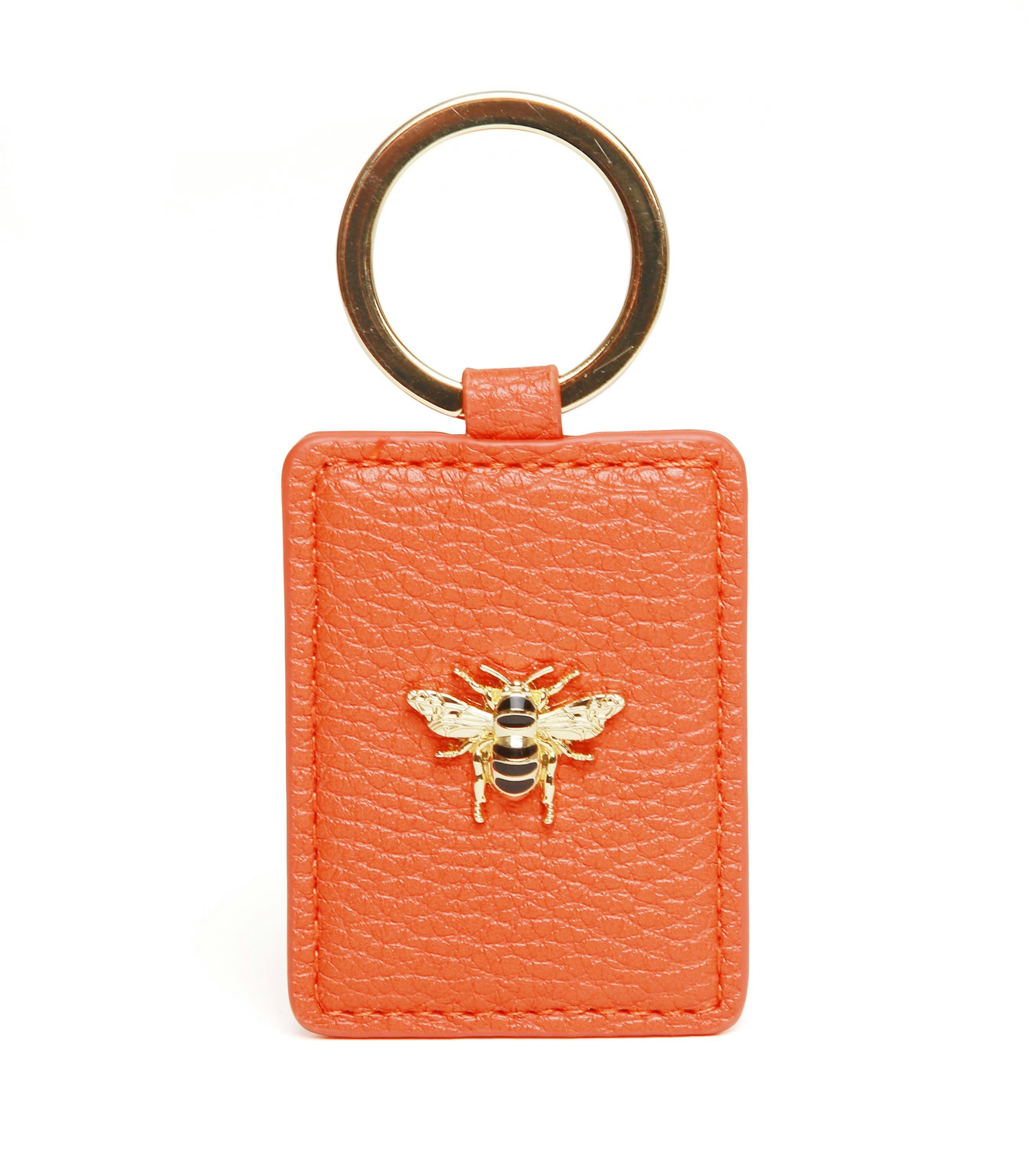 Alice Wheeler Gold/Orange Vegan Leather Bee Keyring Bag Charm