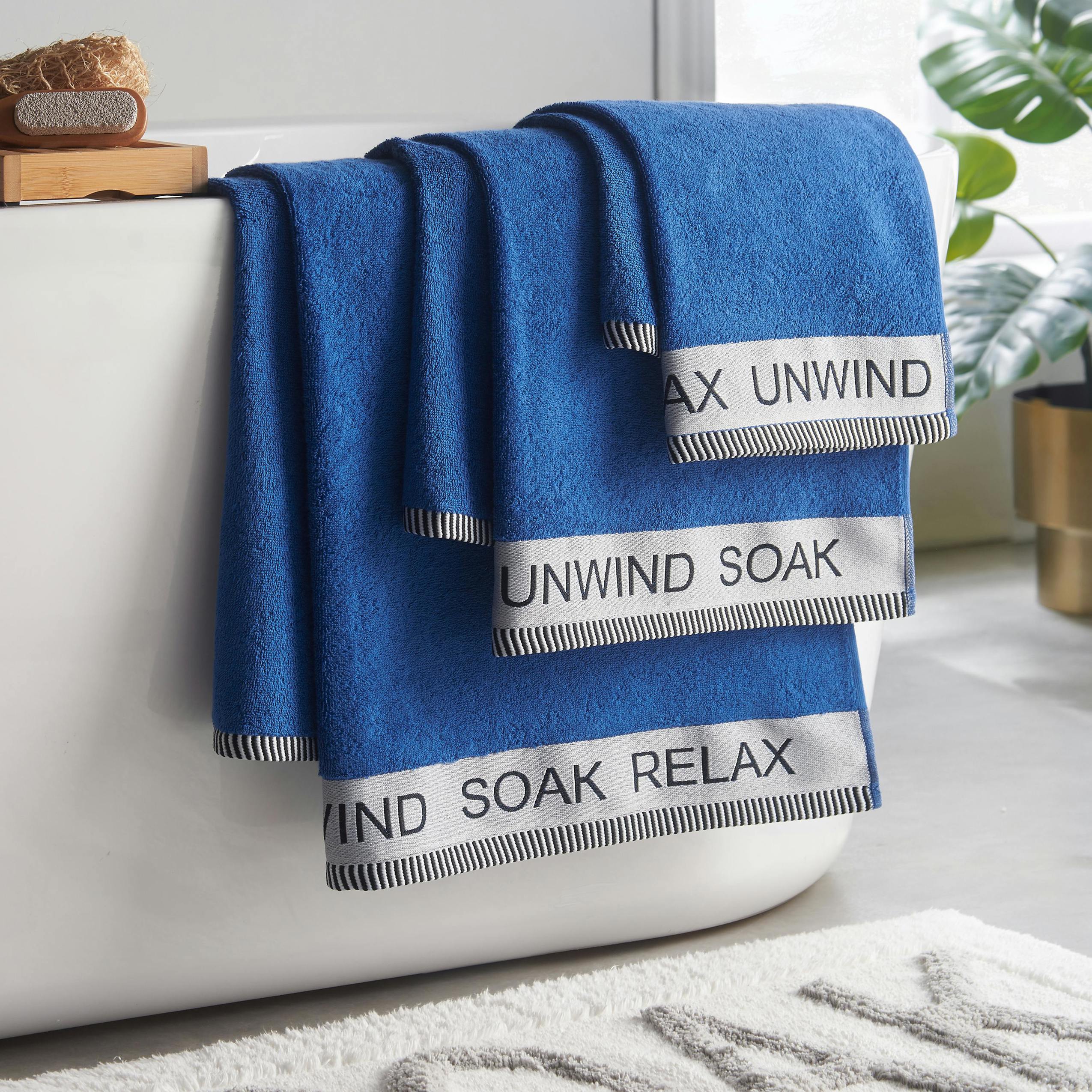 Catherine Lansfield Relax And Unwind 4 Piece Towel Set Cobalt Blue - Image 3