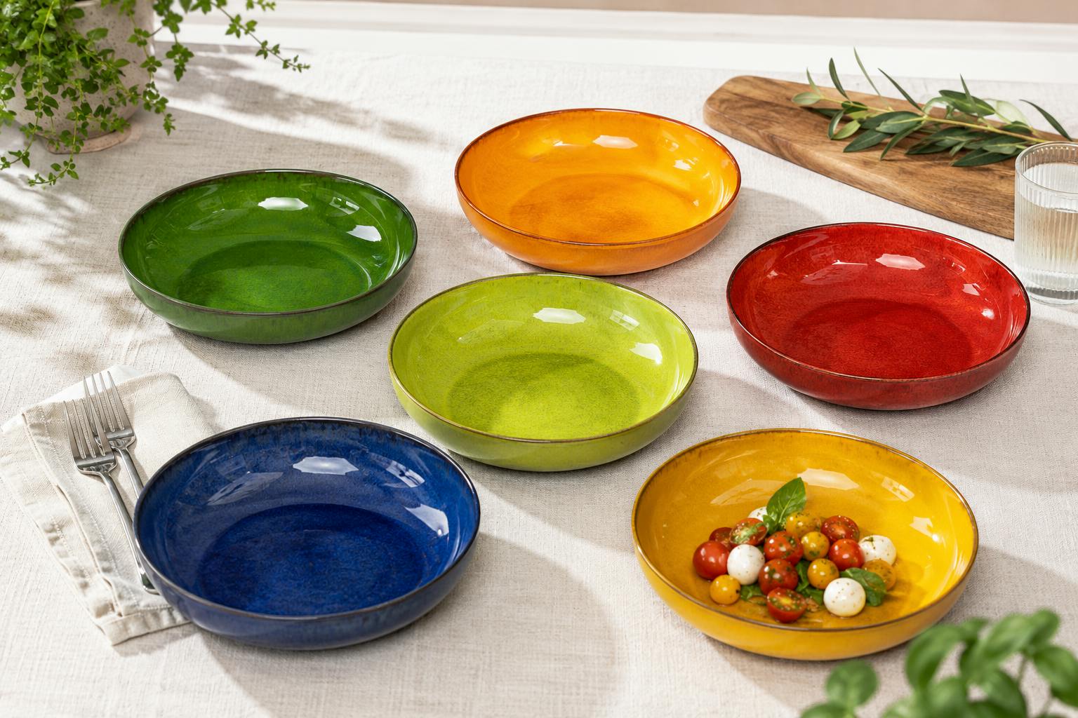 Verano Spanish Ceramics - Selena - Medium Shallow Bowl - Set of 6 - Image 2