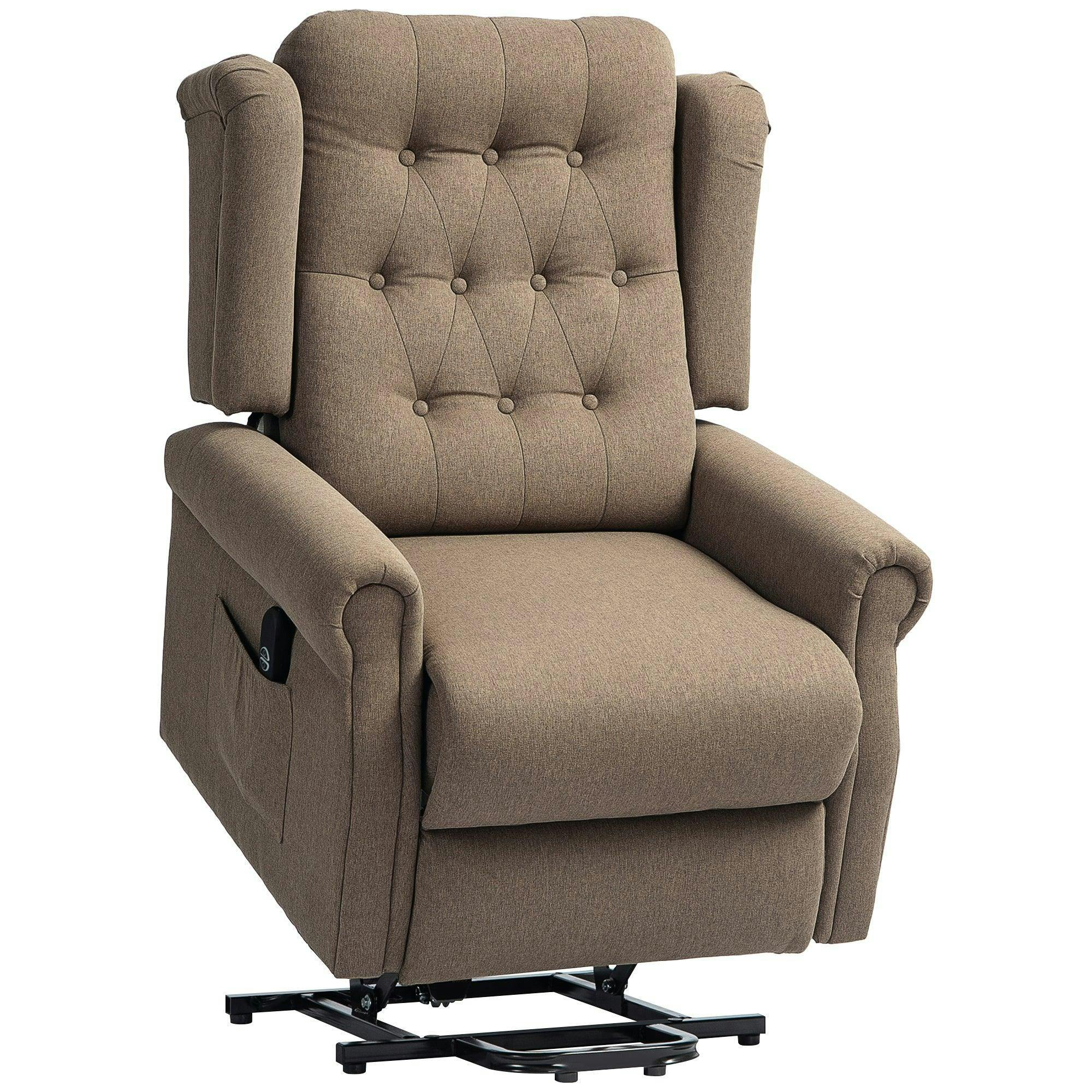 HOMCOM Power Lift Recliner Armchair with Wingback, Button Tufted in Dark Brown - Image 6