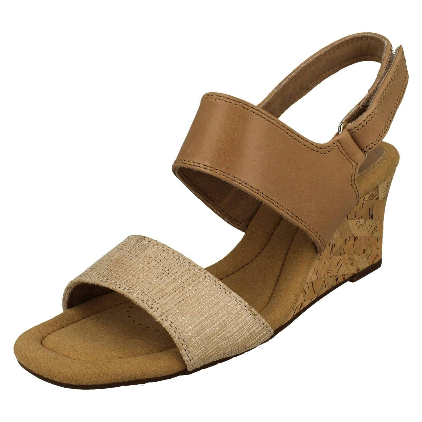 Clarks Women's Beige Wedge Heeled Strappy Sandals Kyarra Faye - Warm - Uk 5.5 - D