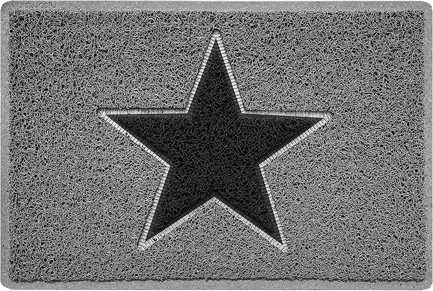 Rackhams Grey/Black Inlay Star Doormat - With Star - 60Cm X 40Cm