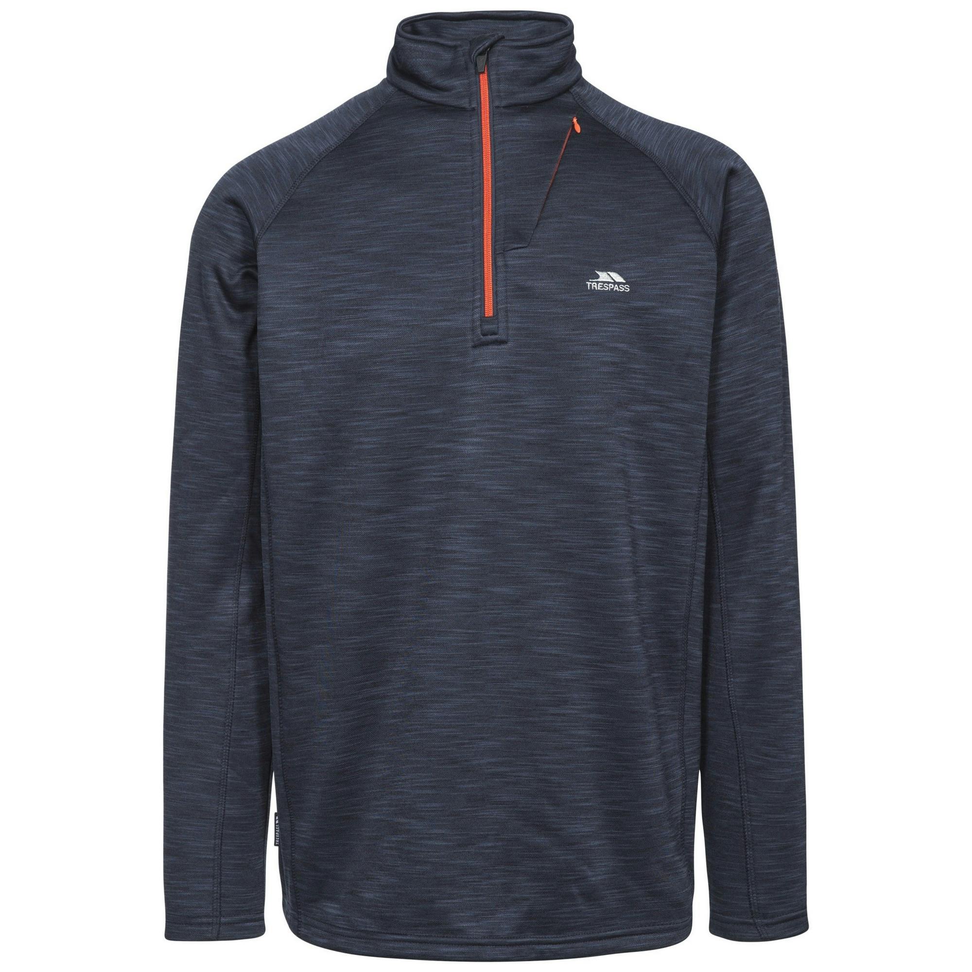Trespass Men's Collins Half Zip Fleece Top - Navy Marl - S - Navy Marl - 100% Polyester