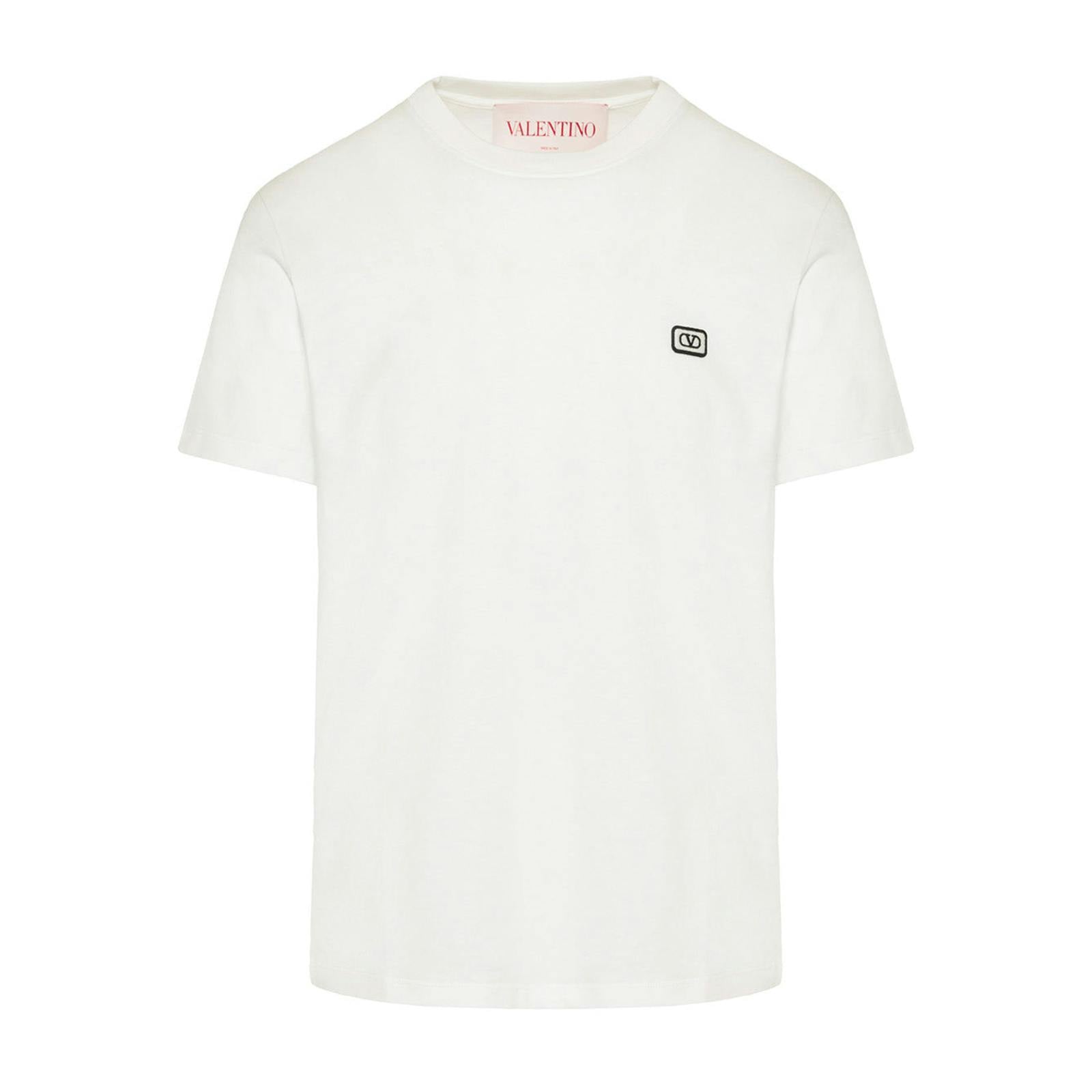 Valentino White Small Vlogo Patch Embroidered T-Shirt In - Xl