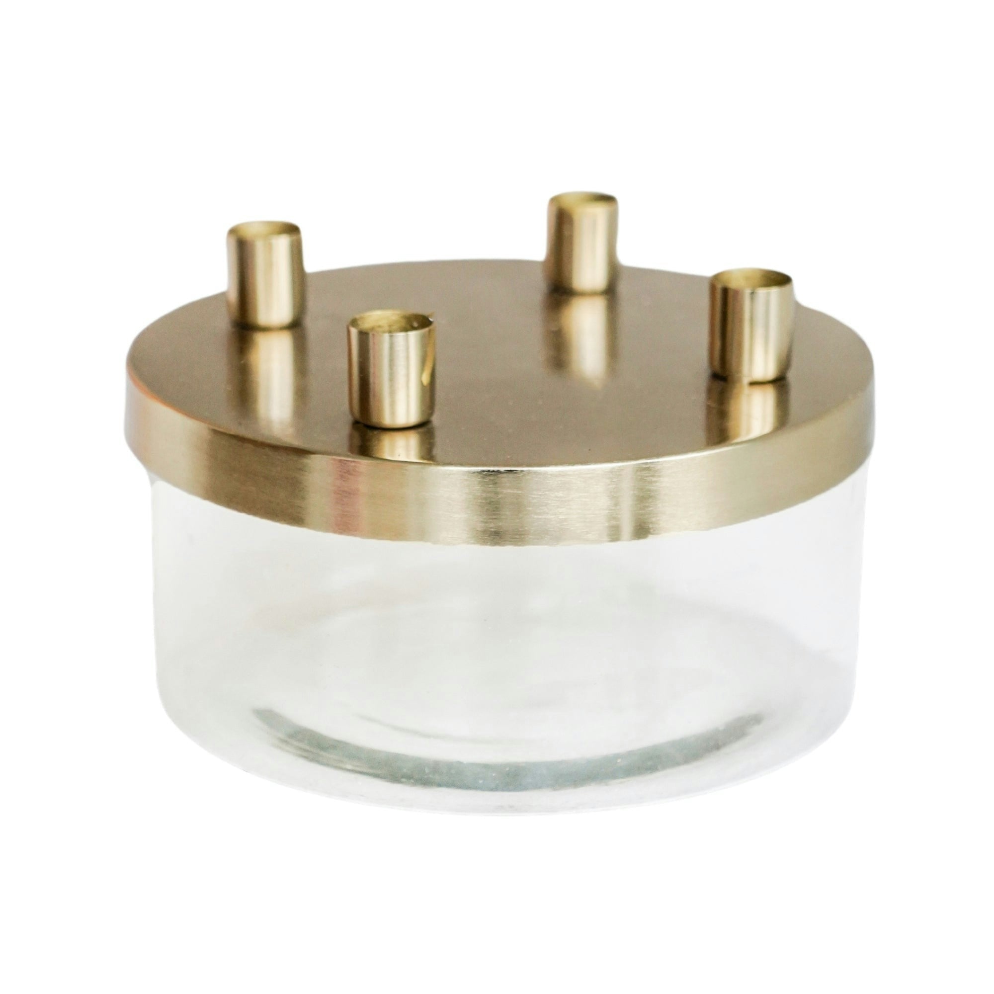Rackhams Gold Metal Candle Holder With Glass Bowl