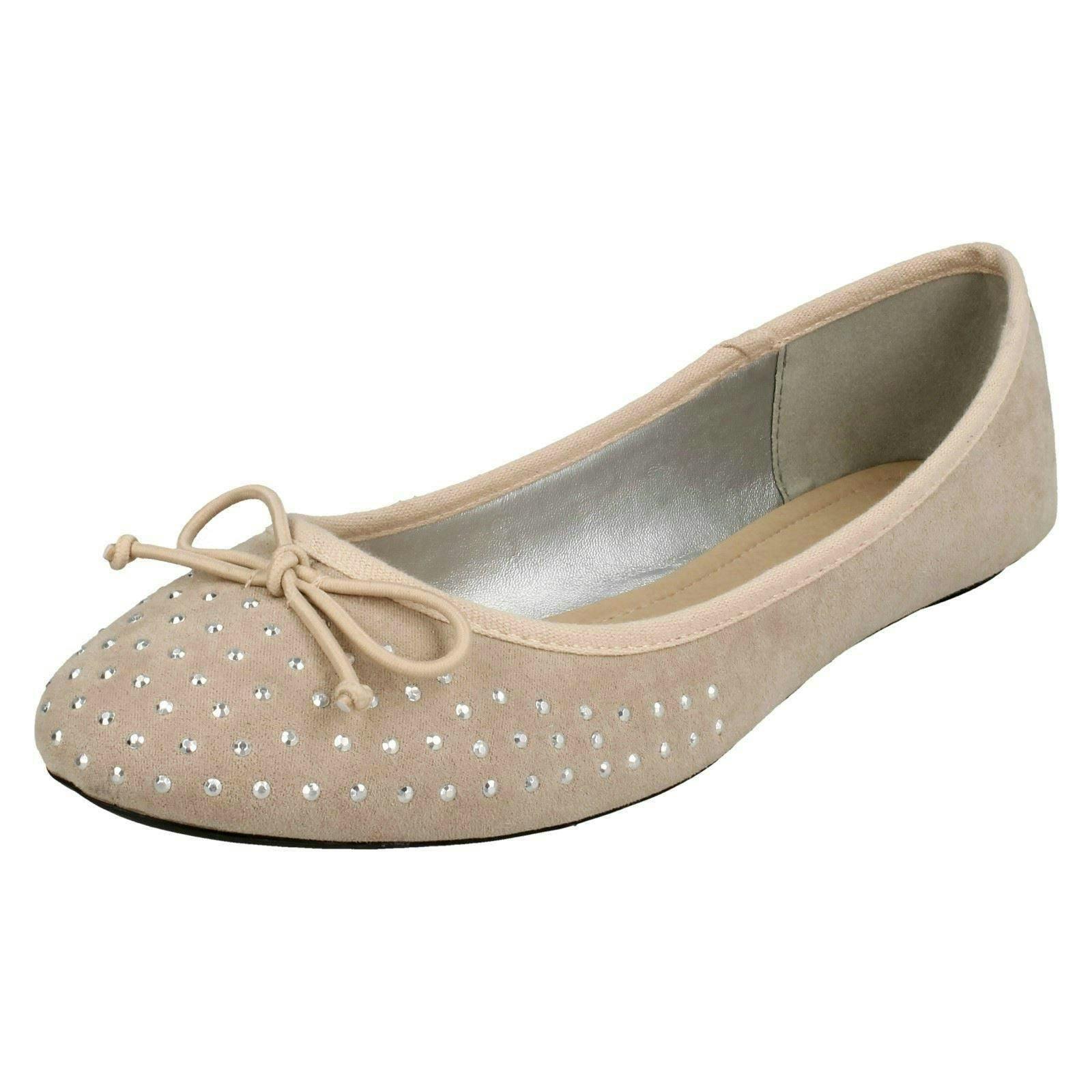 Spot On Women's Jewel Design Ballerinas - Nude - Uk 8