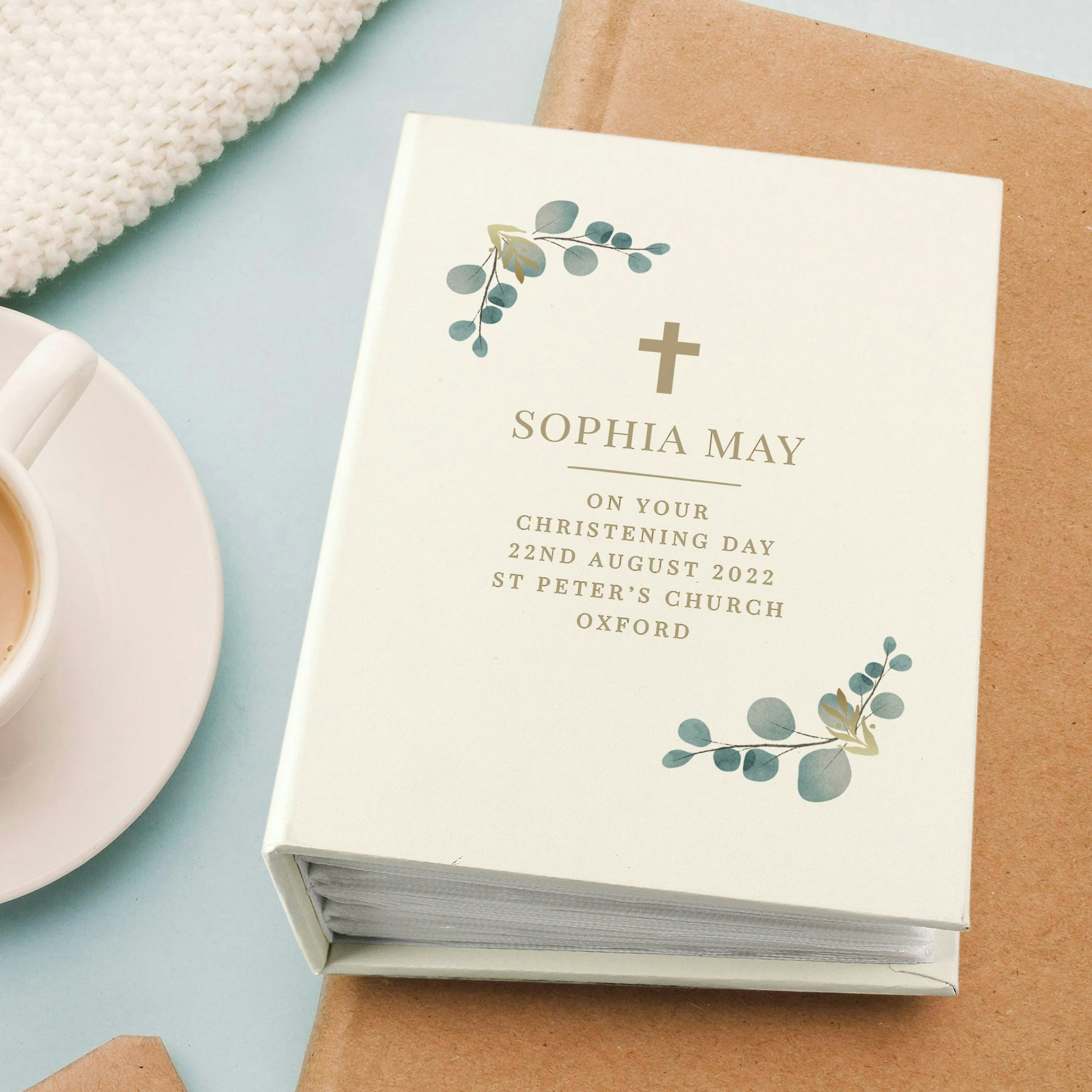 Rackhams Personalised Botanical Cross 6X4 Photo Album With Sleeves