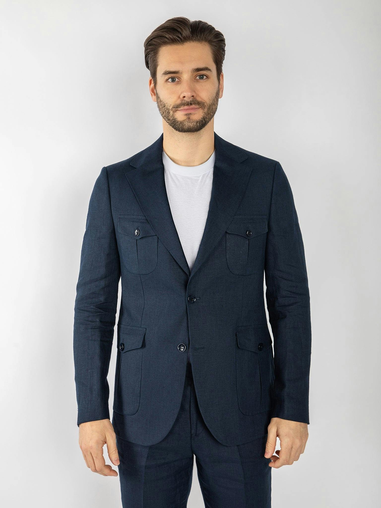 Claudio Lugli Blue Casual Linen Suit - 42 Uk/ 52 Eu