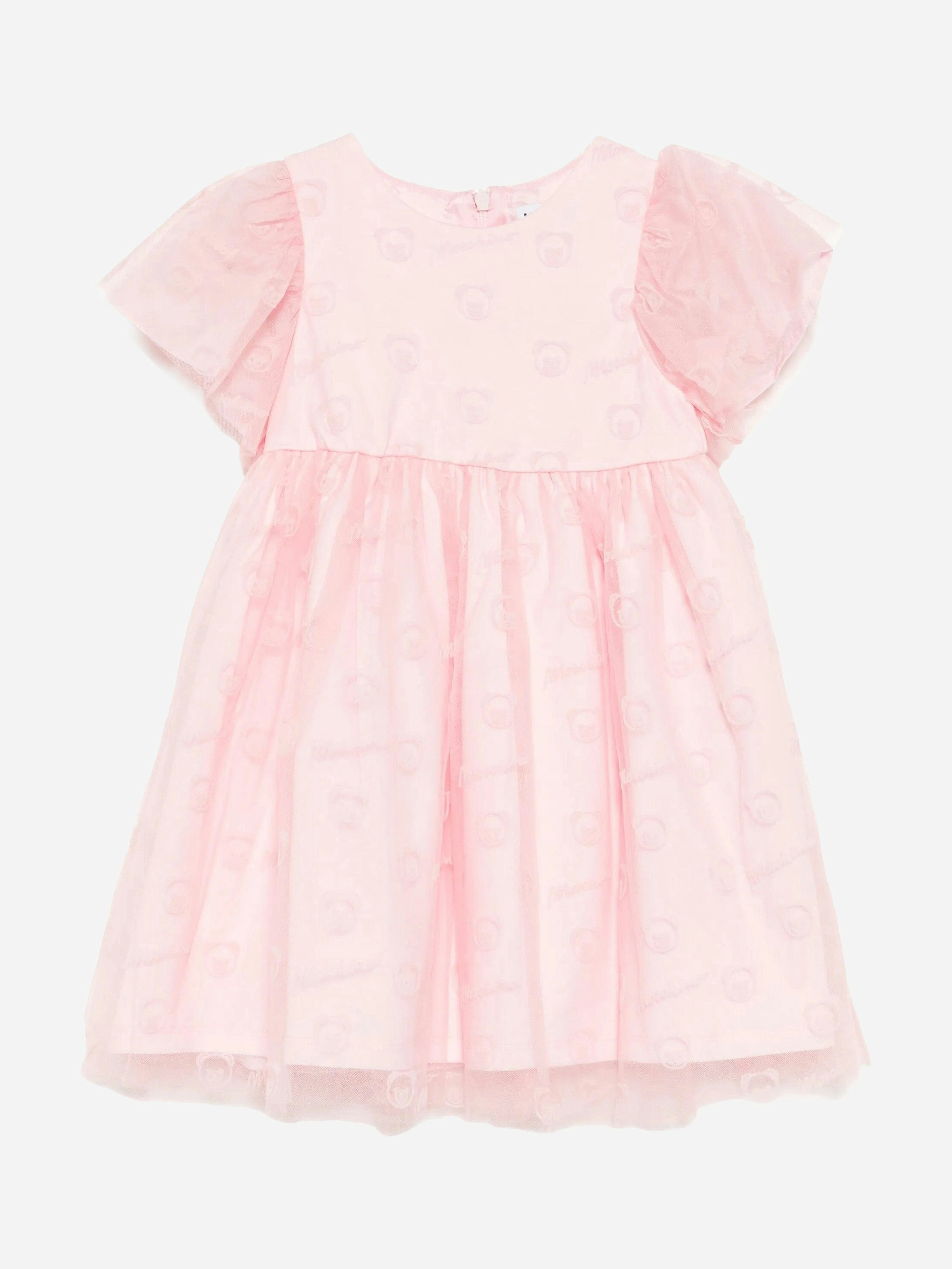 Moschino Kids Girls Pink Moschino Baby Bear Logo Dress In - 2 Yrs