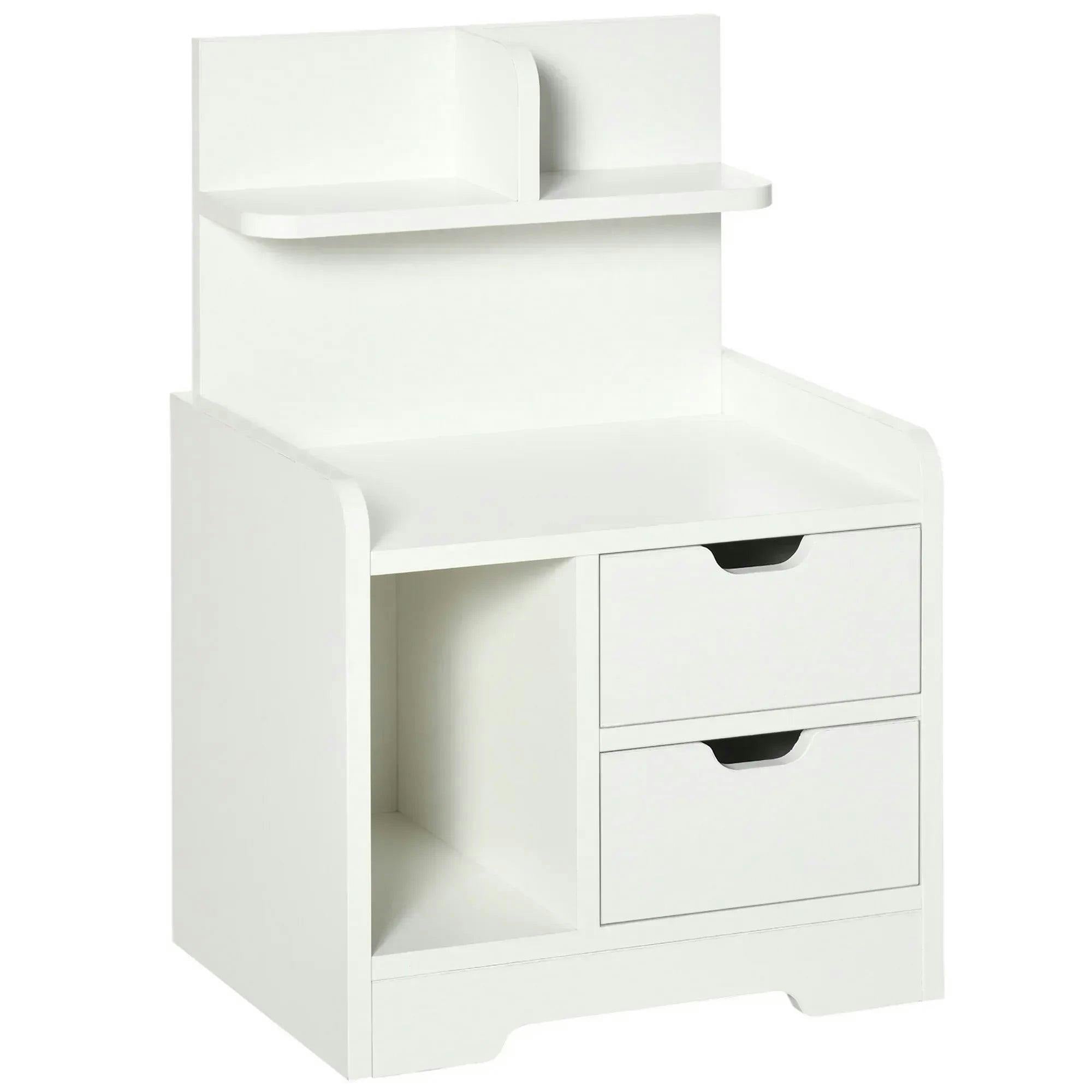 Homcom White Bedside Table With 2 Drawers And Storage Shelves For Living Room Bedroom Accent Table Small Cabinet, - Image 7