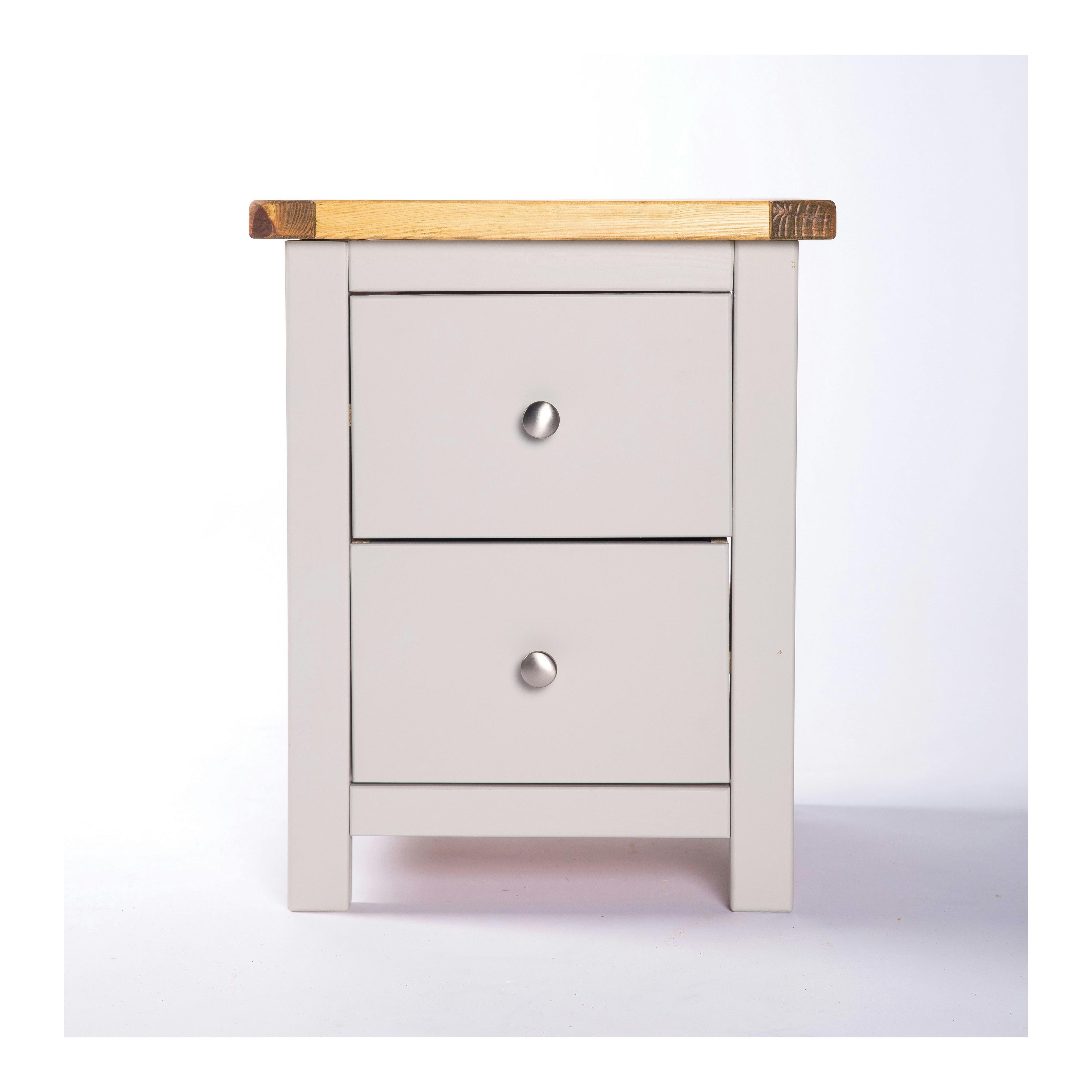 Cabinet Bits Argenta 2 Drawer Bedside Cabinet - Grey / Chrome Knob - Image 3