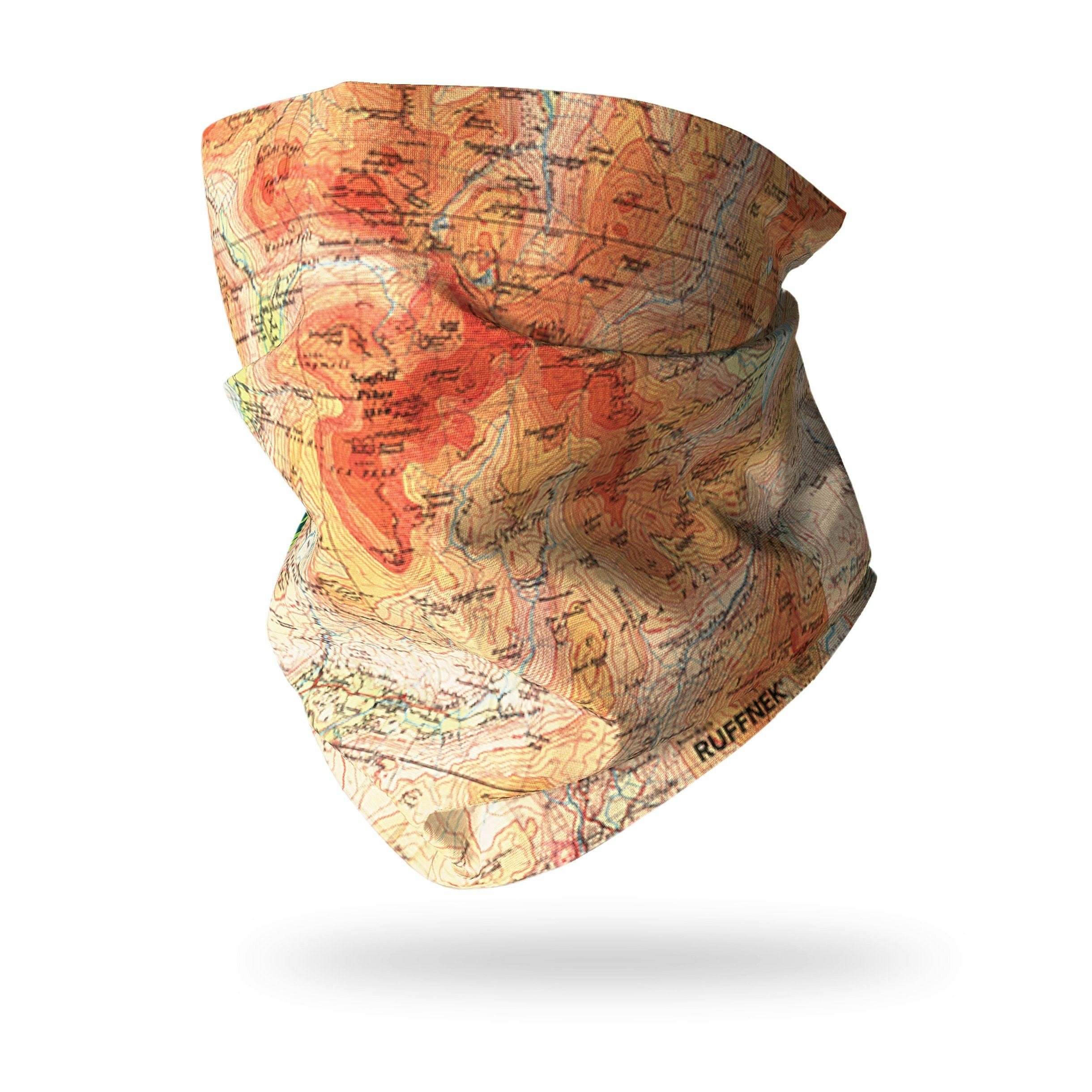 Ruffnek Beige/Orange Scafell Pike - The National Three Peaks Multi Scarf Snood Tube