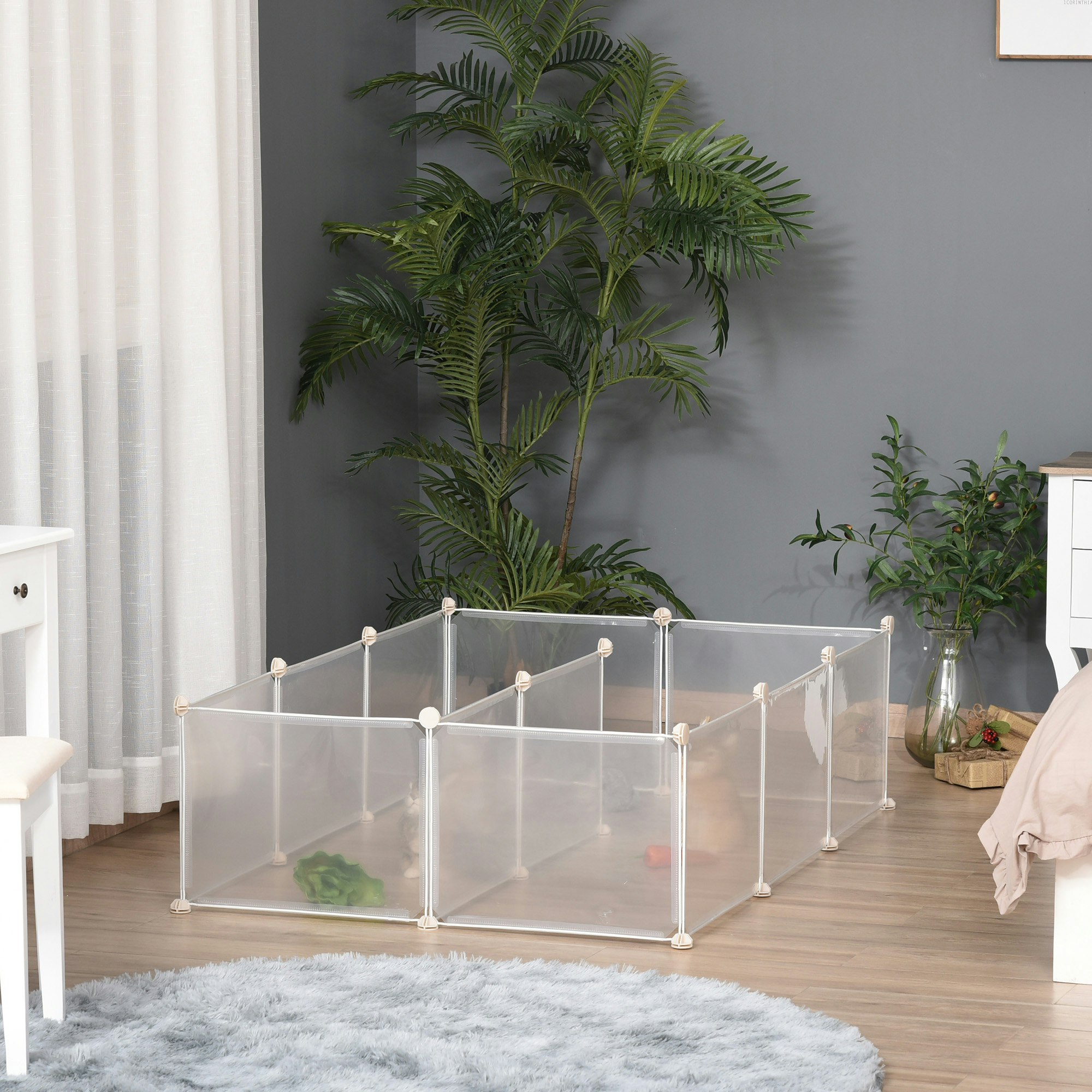 Pawhut Pet Playpen Diy Small Animal Cage 12 Panels For Hedgehog Bunny Chinchilla
