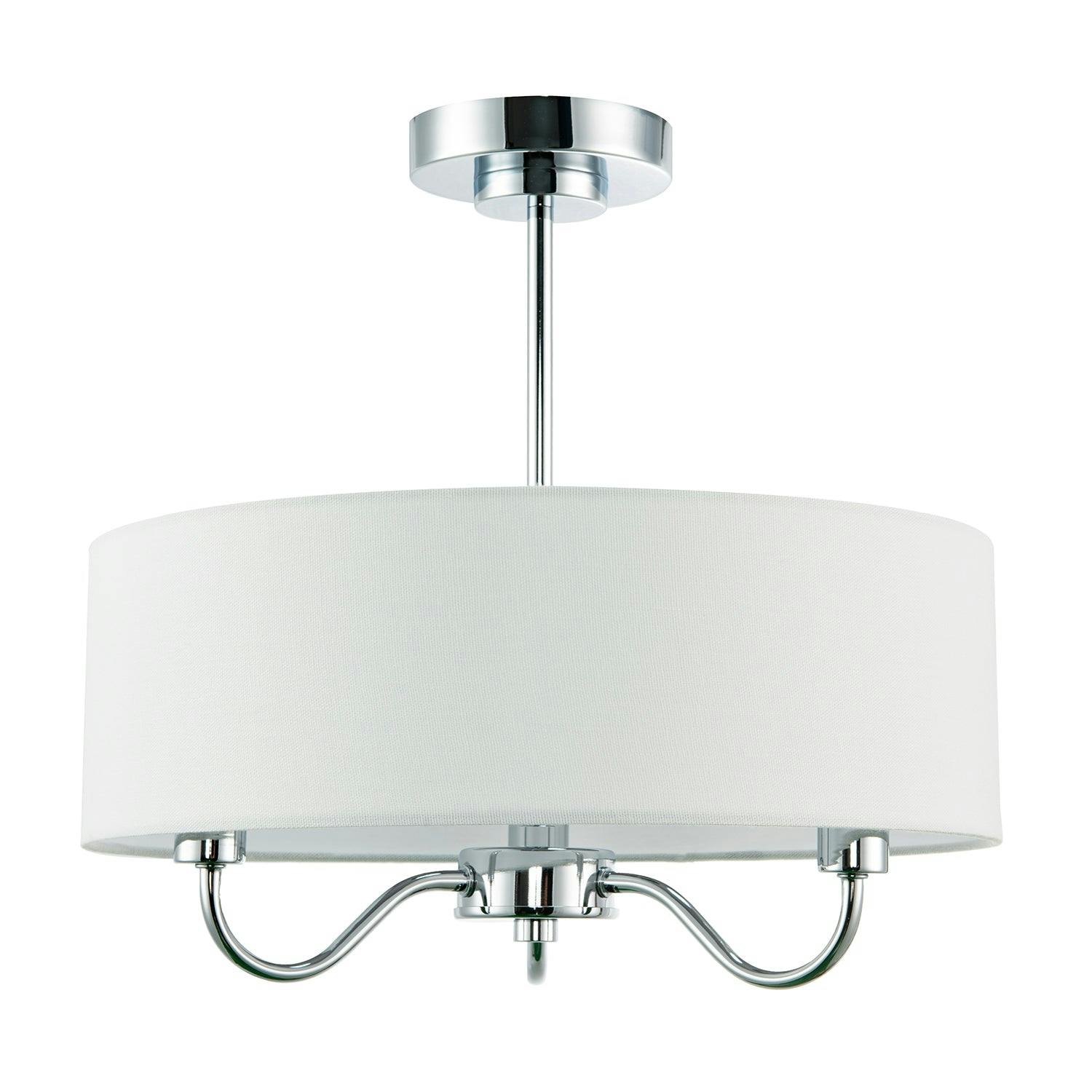 Happy Homewares Light Chic Chandelier Semi Flush Ceiling In Polished Chrome With Shade