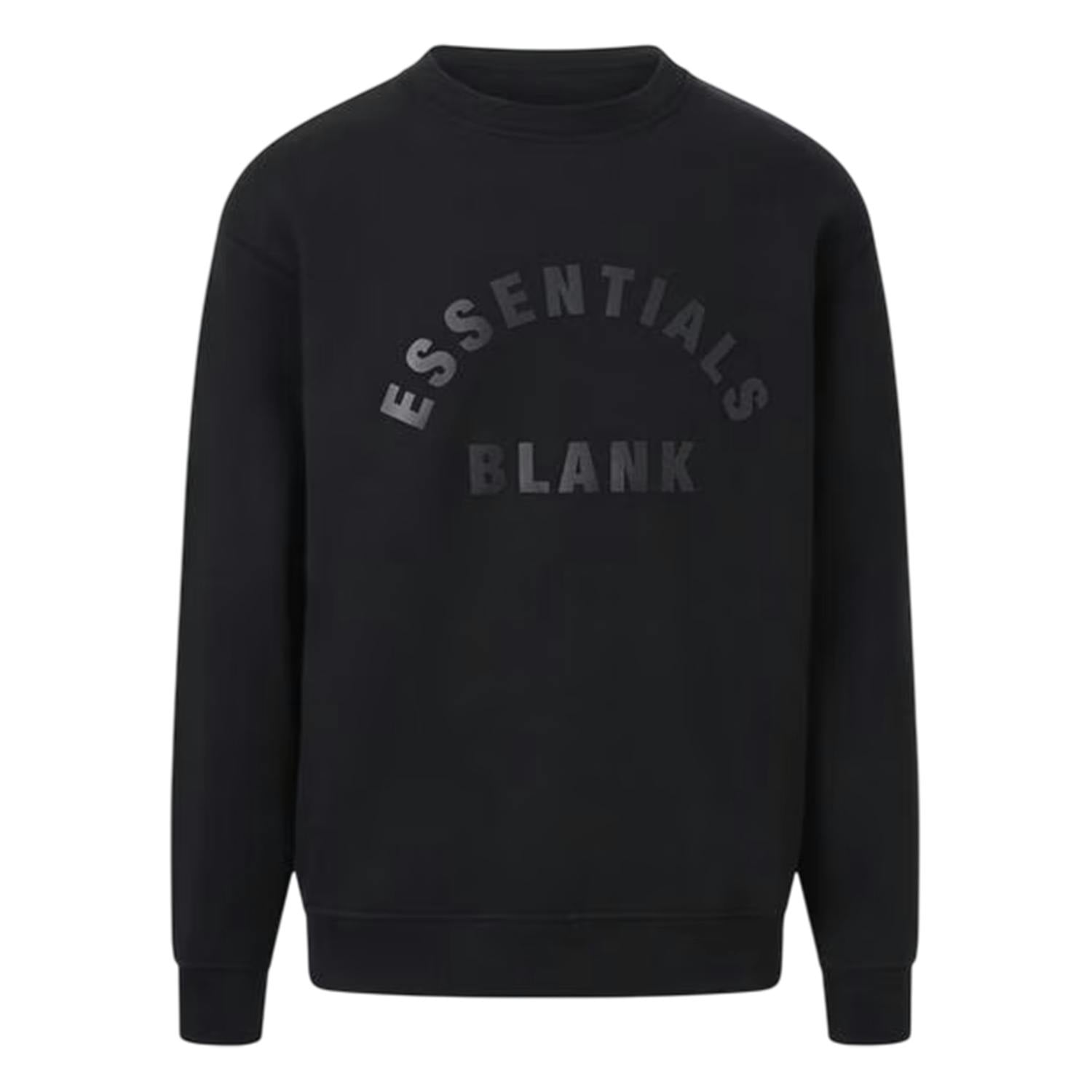 Blank Essentials Unisex Black Adult Arched Logo Sweatshirt - S - 100% Mixed