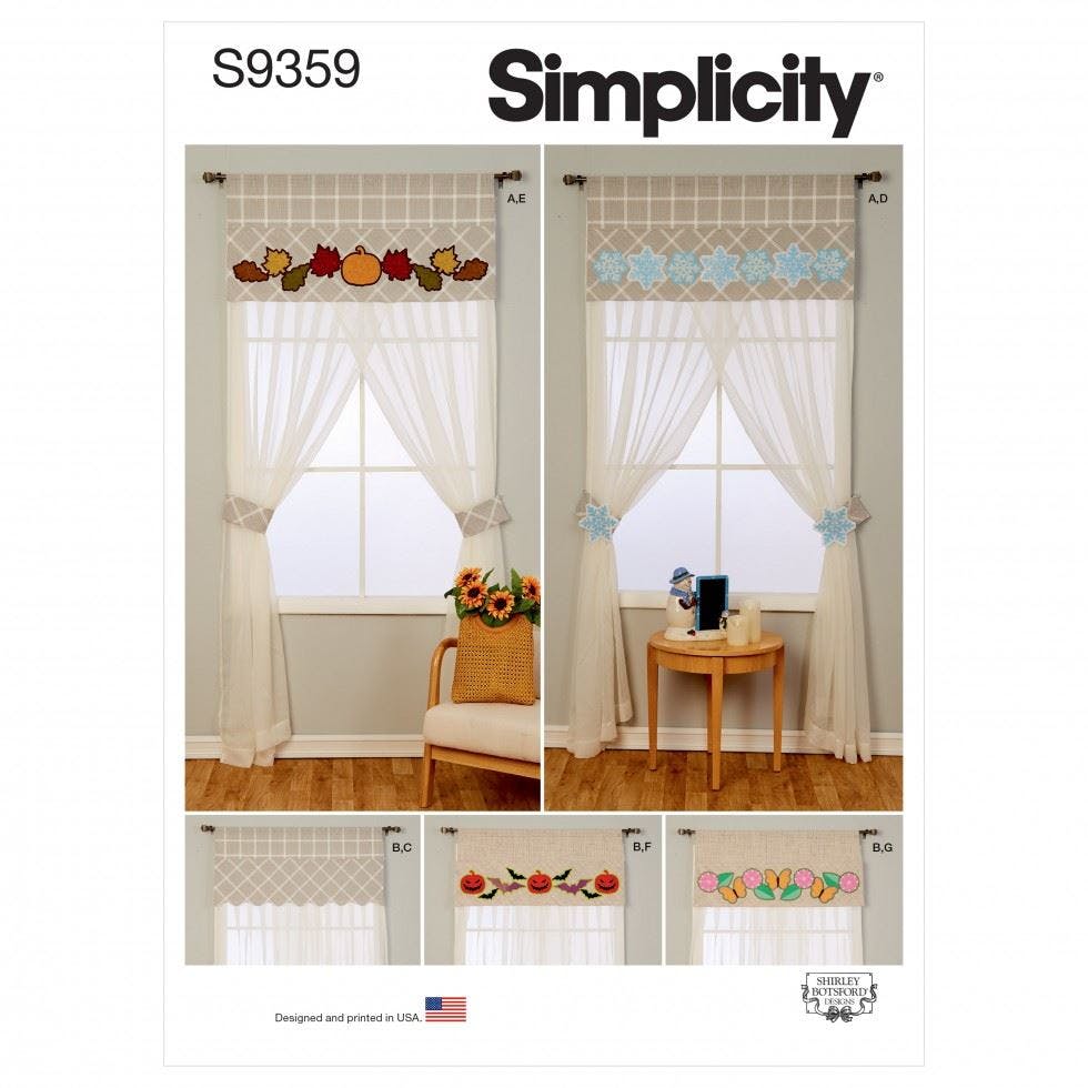 Simplicity Sewing Pattern 9359, Curtains Os (One Size) - Intermediate - Os (One Size)