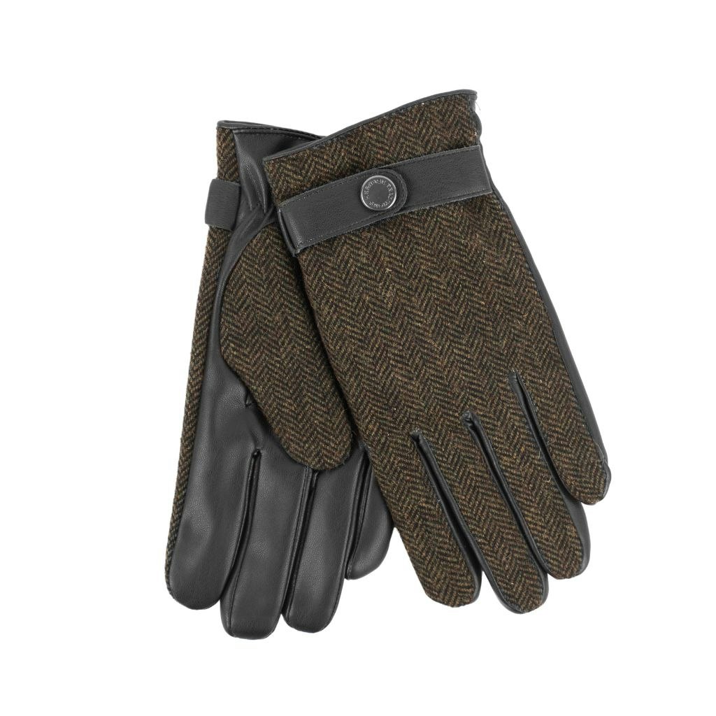 Heritage Traditions Men's Green/Black Tweed Stud Gloves