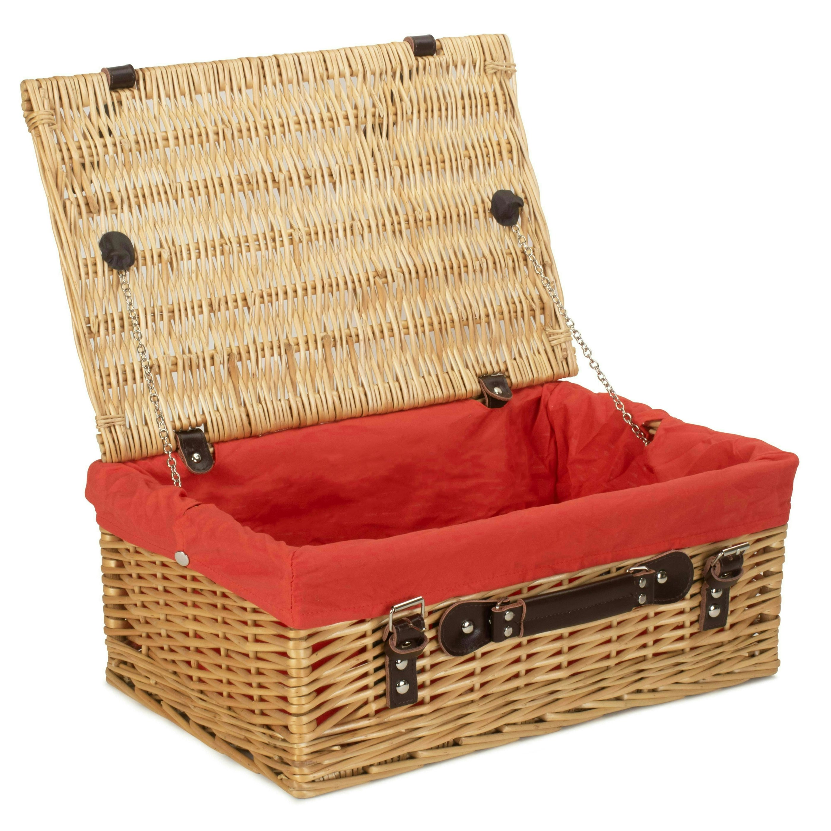 Rackhams Red 46Cm Buff Willow Wicker Picnic Basket