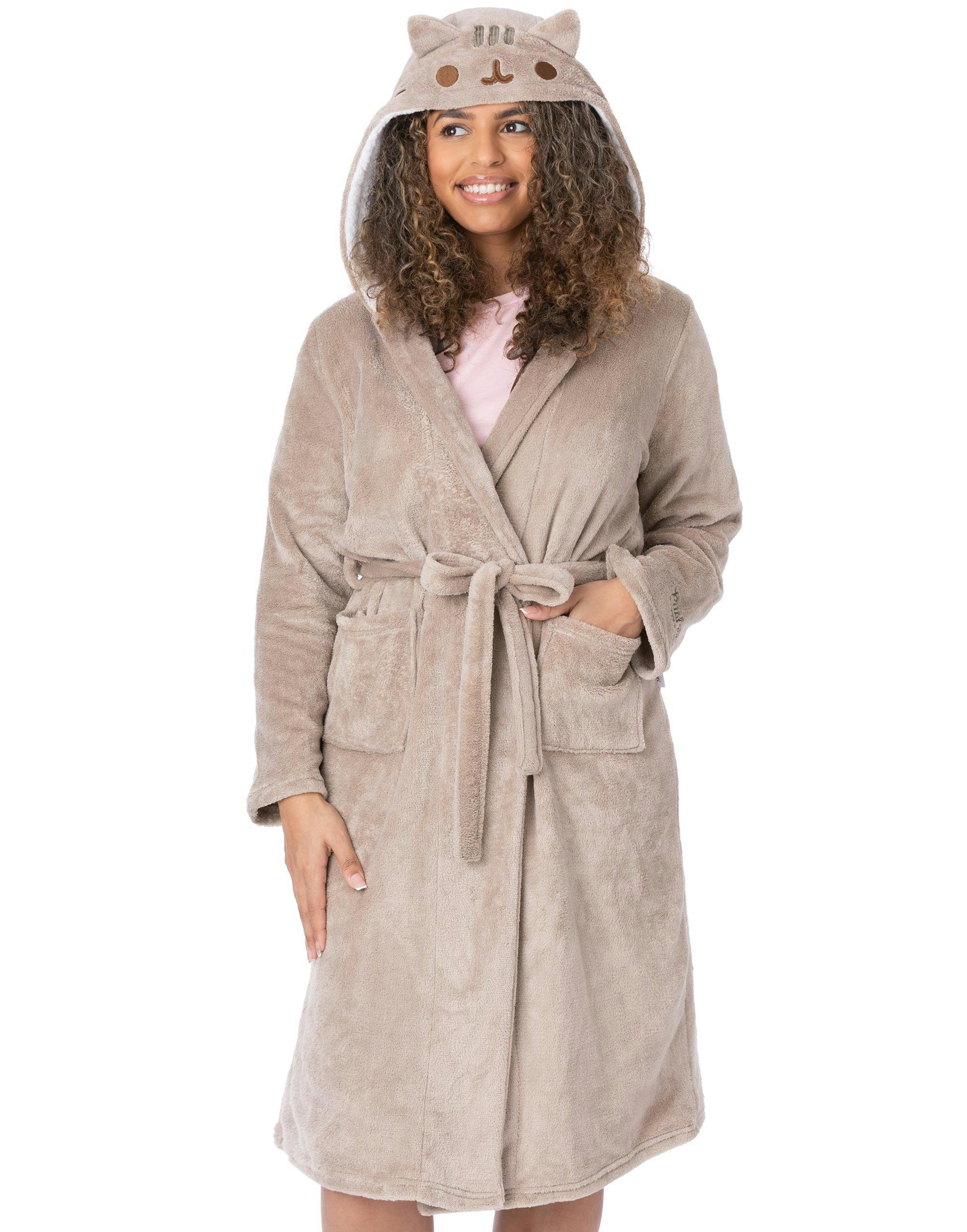 Vanilla Underground Women's Brown Pusheen Pusheen The Cat Hooded Bathrobe - Small