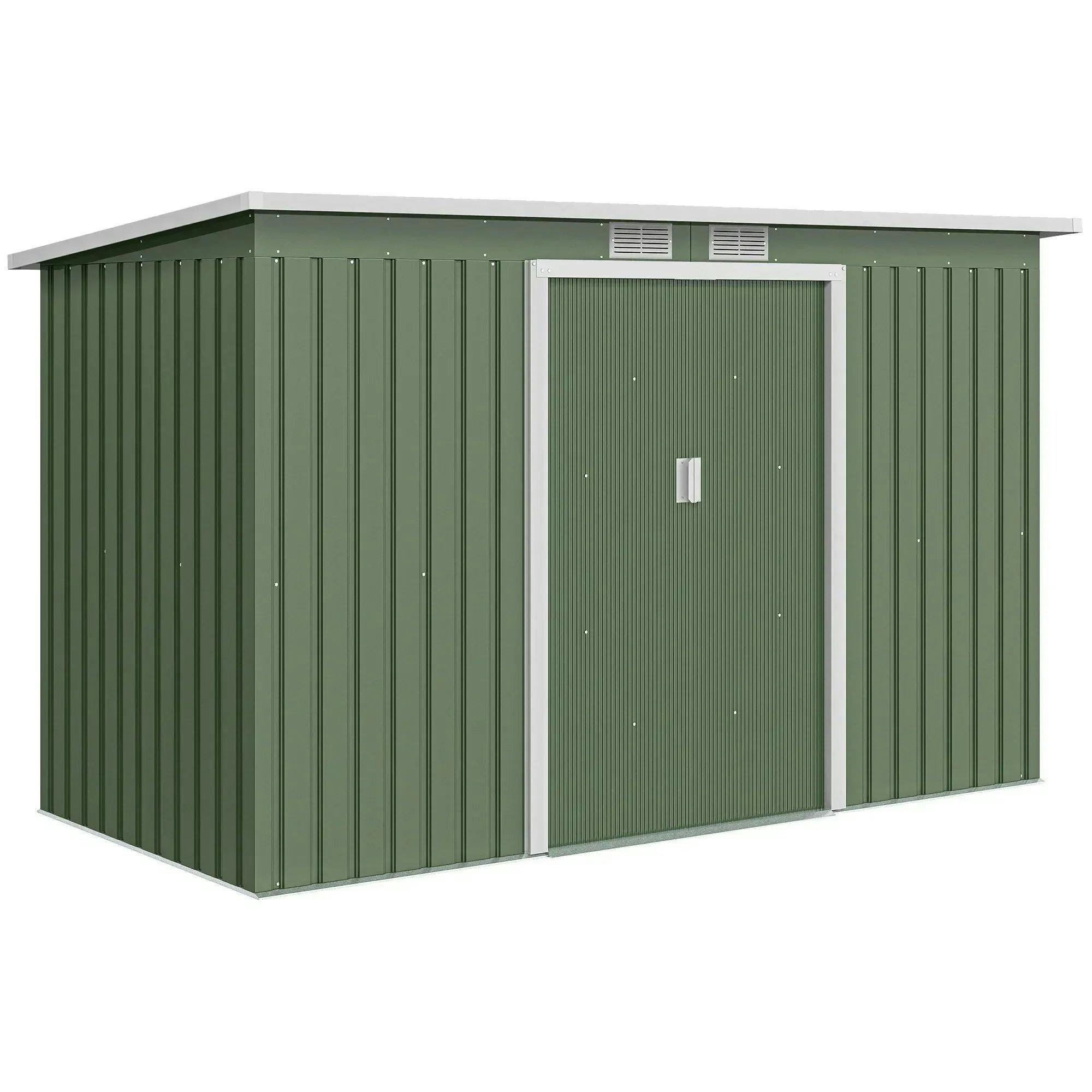 Outsunny 9Ft X 4Ft Corrugated Garden Metal Storage Shed - Light Green - Image 5