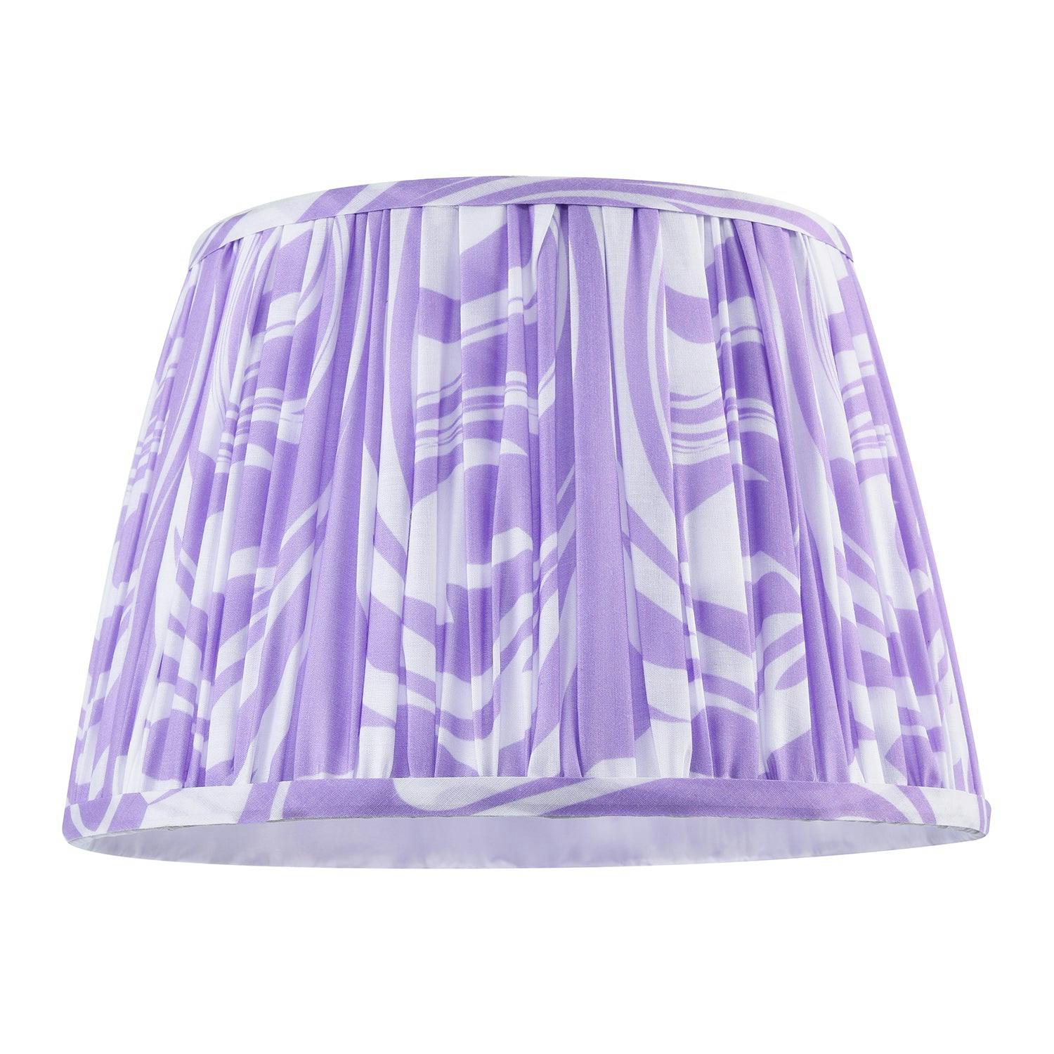Happy Homewares Lilac Modern Pleated Cotton Fabric Lamp Shade With Wavy Lines Design
