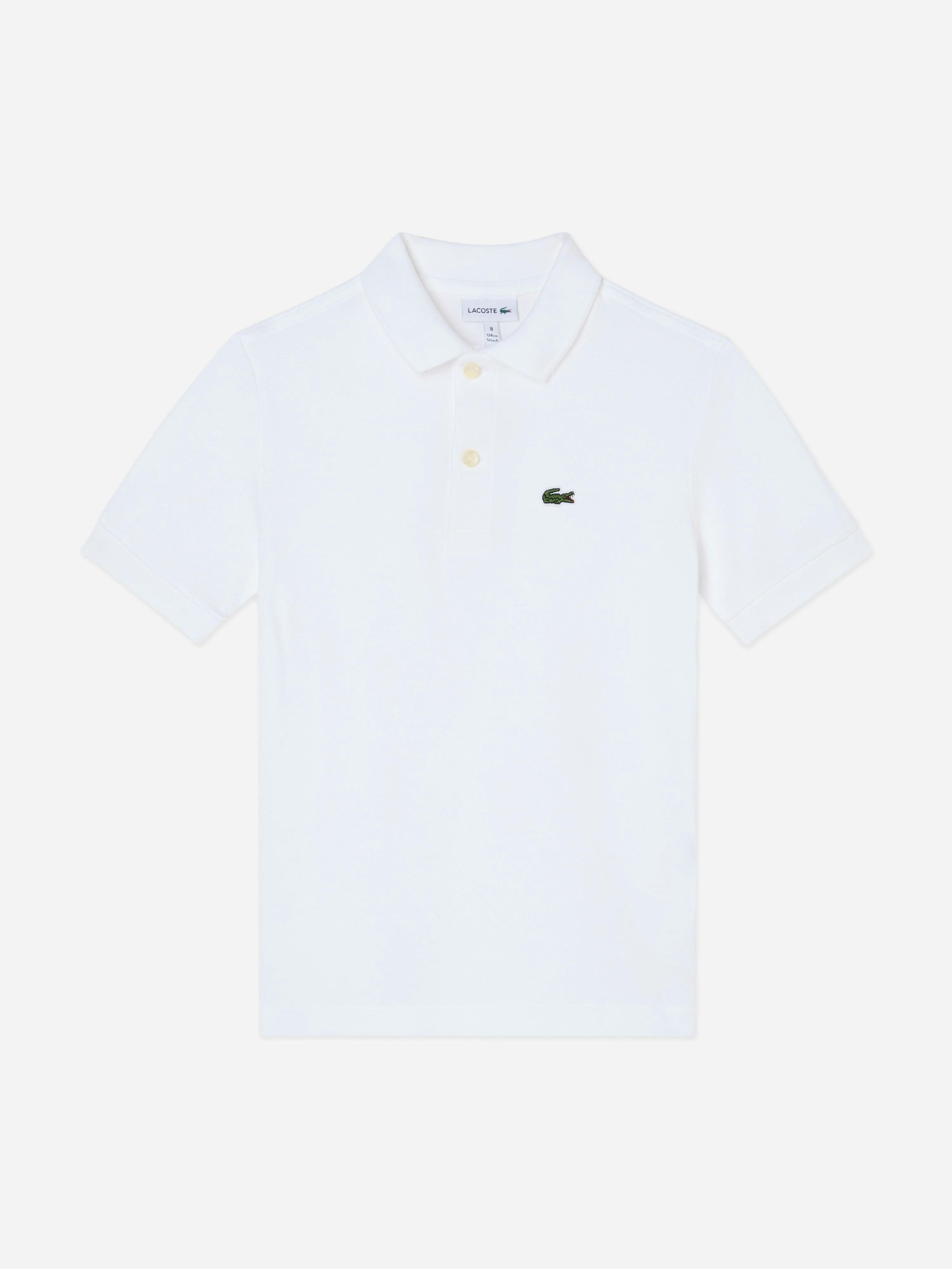 Lacoste Kids Boys White Lacoste Pique Polo Shirt In - 12 Yrs