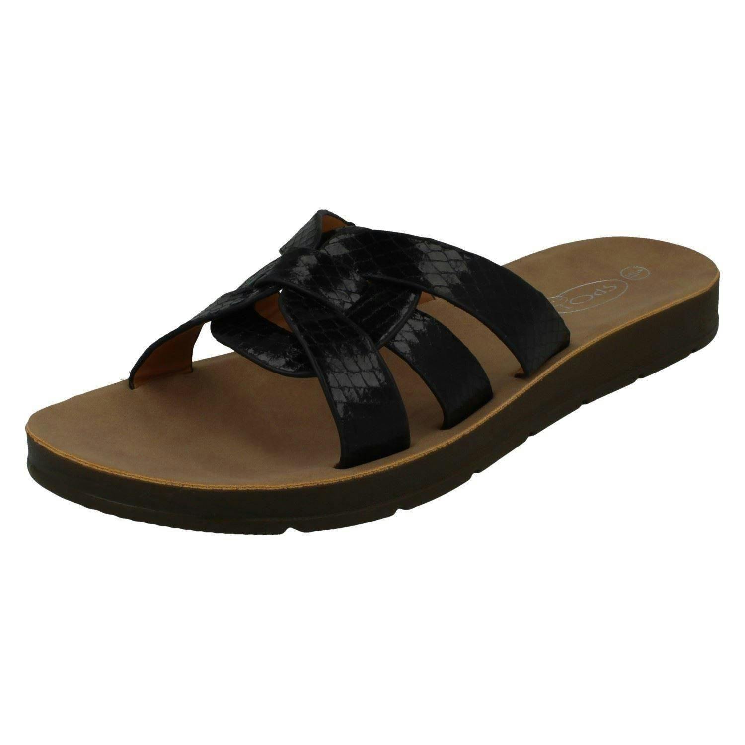 Spot On Women's Black Knot Vamp Mules F00342 - Uk 7