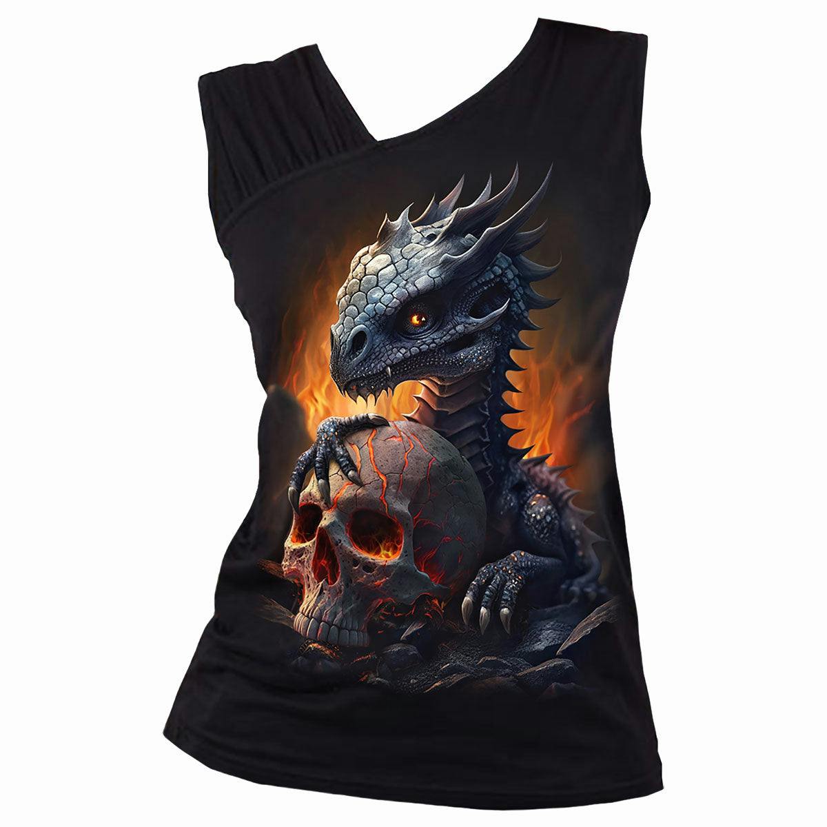 Spiral Direct Black Hatchling - Gathered Shoulder Slant Vest - Xxl - Digital - Digital