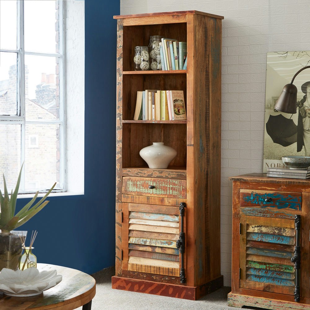 Ih Design Dahila Reclaimed Boat Bookcase - Wood - 1 - 60Cm X 40Cm X 185Cm (Lxdxh)