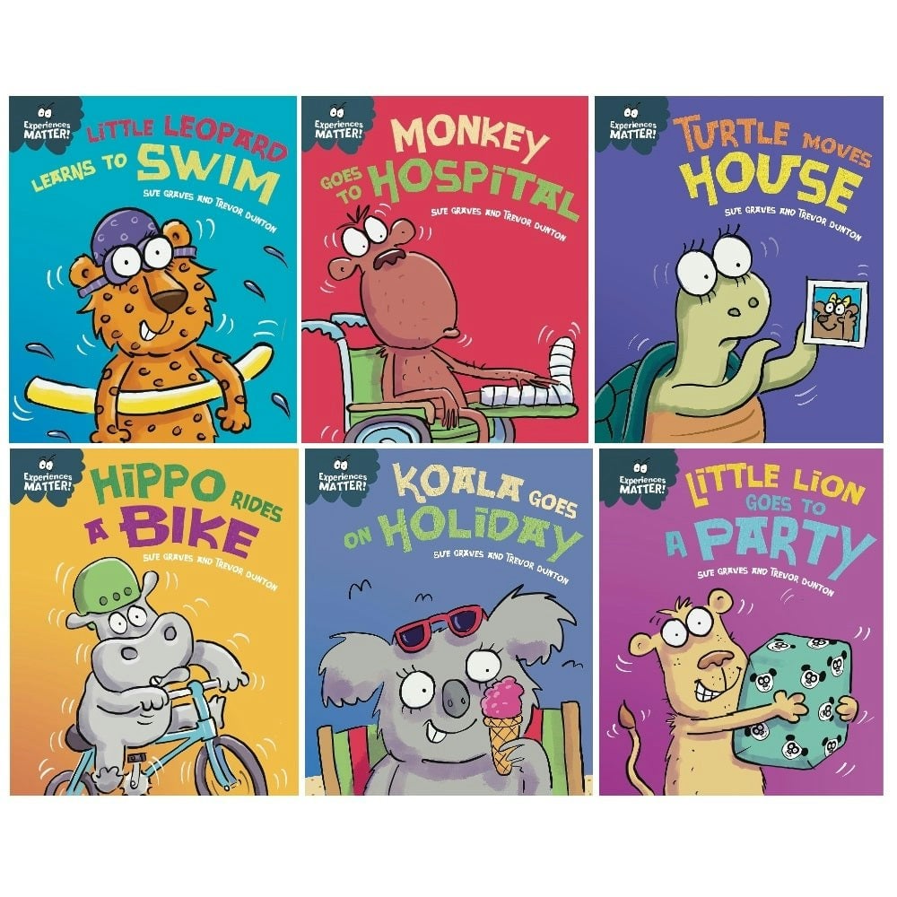 Franklin Watts Sue Graves Experiences Matter 6 Book Set Little Lion, Monkey, Koala, Turtle, Little Leopard, Hippo