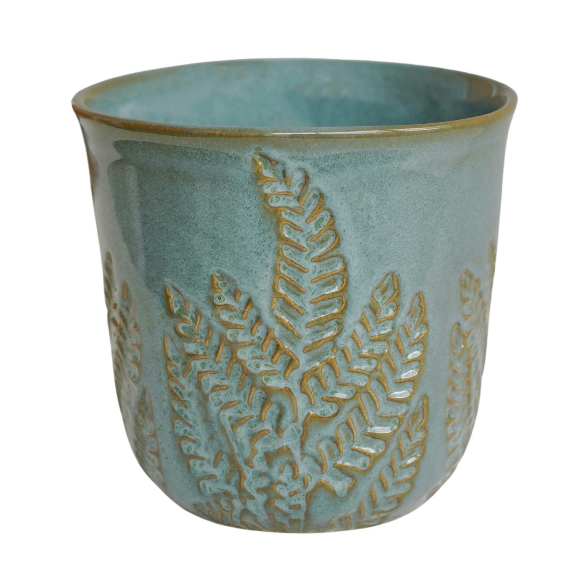 Rackhams Kew Embossed Fern Planter - Large - Teal
