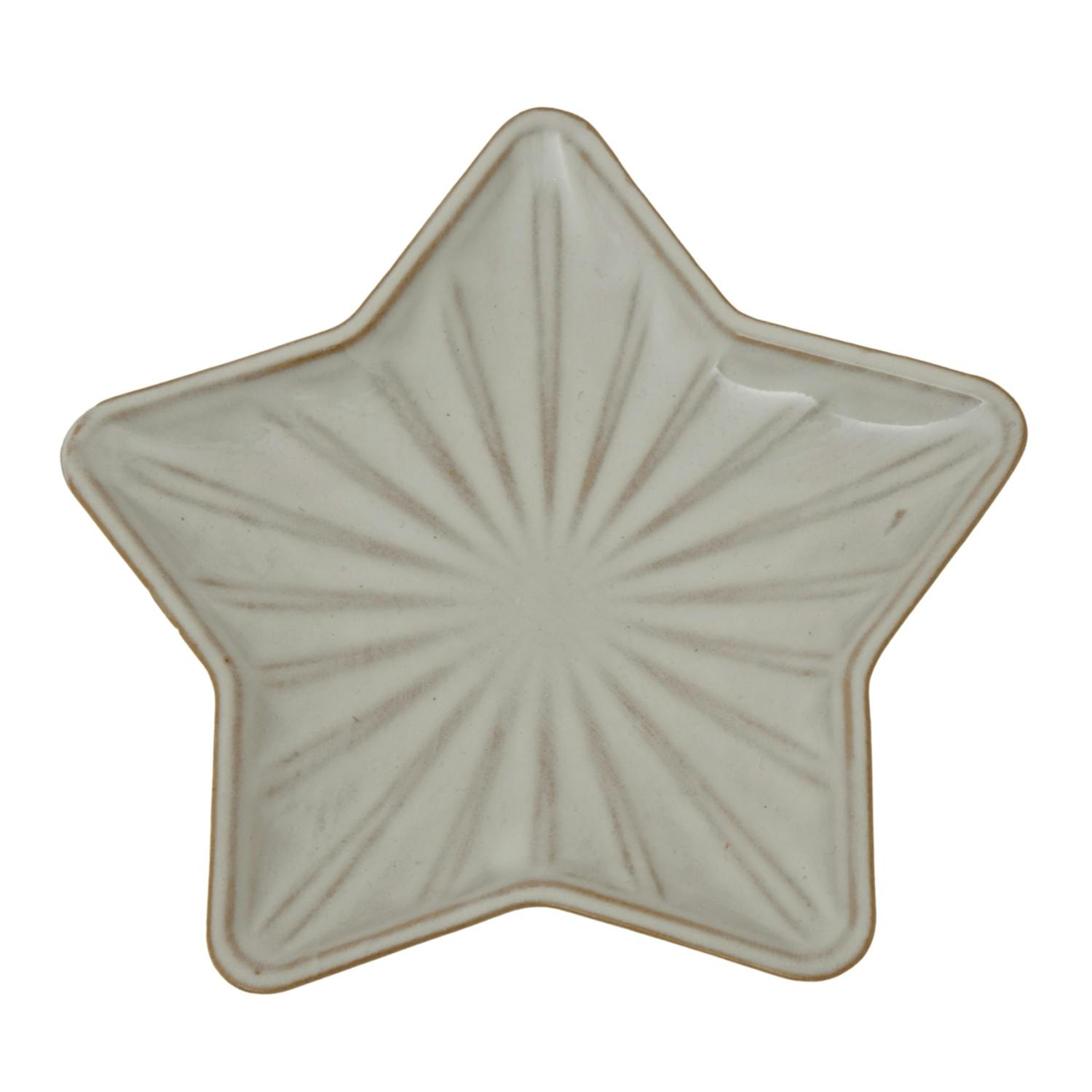 Hill Interiors White Ceramic Star Christmas Dish - 1Cm X 12Cm X 13Cm - 100% Mixed