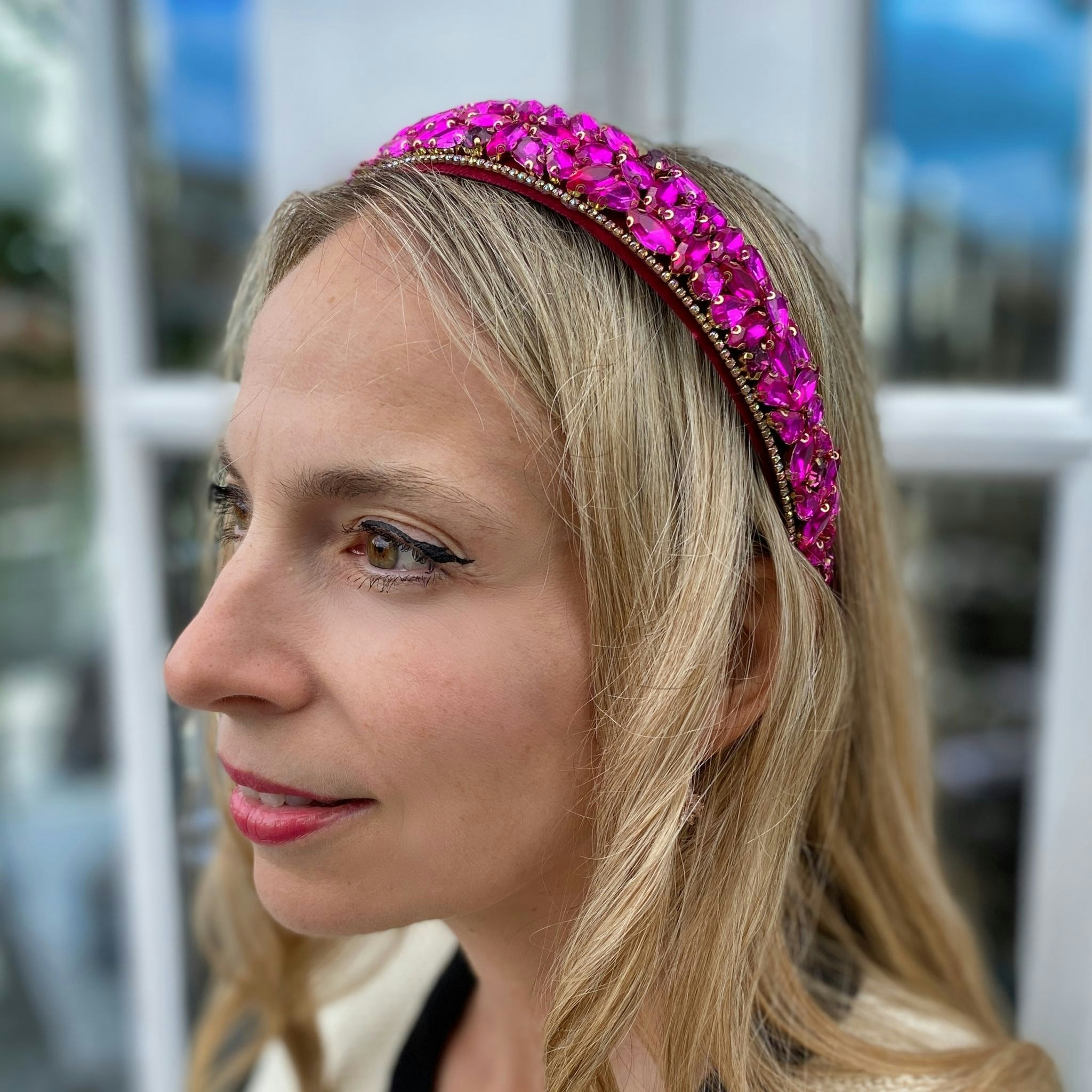 Queenmee Accessories Pink Sparkly Headband Hot Headband Crystal