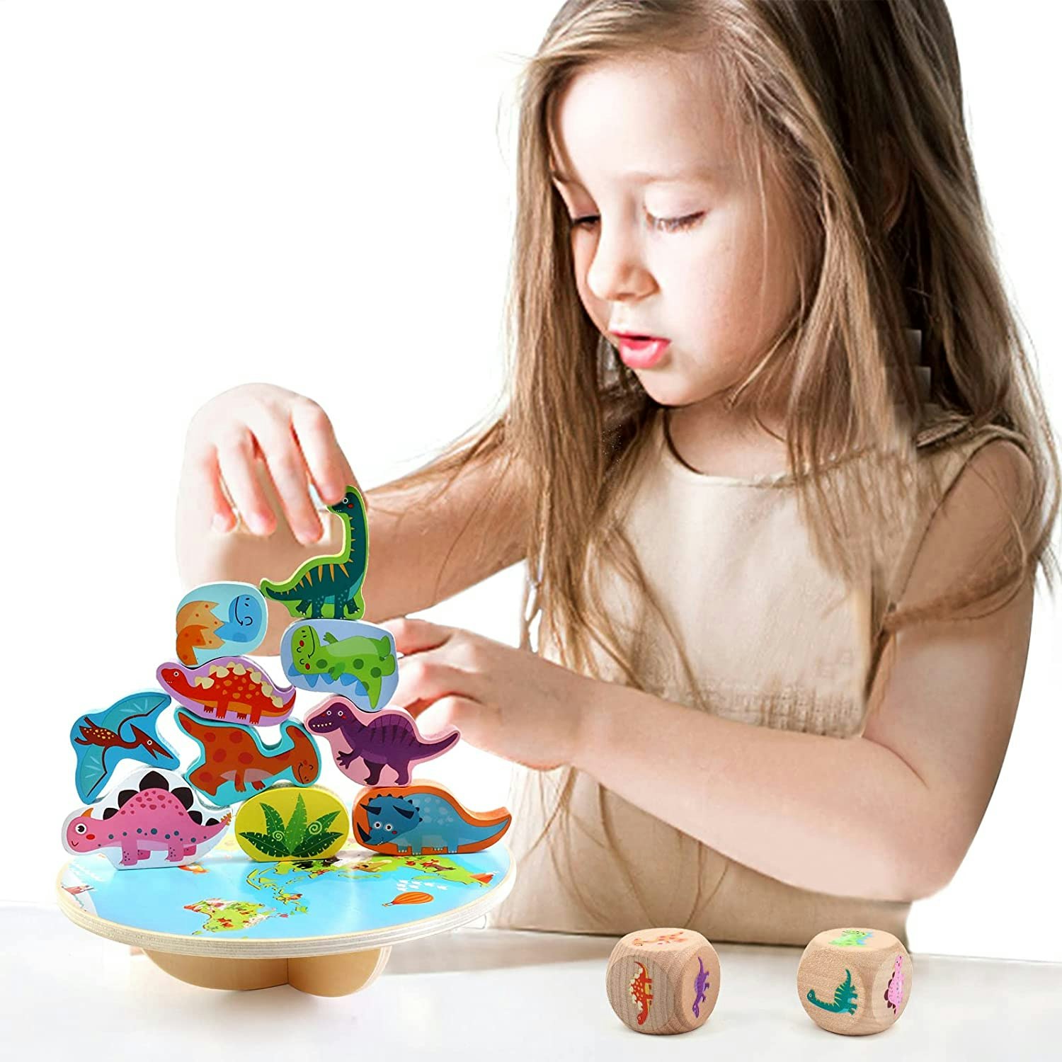 Deao Toys Boys Wooden Stacking Balance Toys, Animals Balance Building Blocks, Educational Toy Balancing Game Dinosaur Toys Gift For Toddlers Girls - 3 Plus - Wooden Stacking Balance Toys