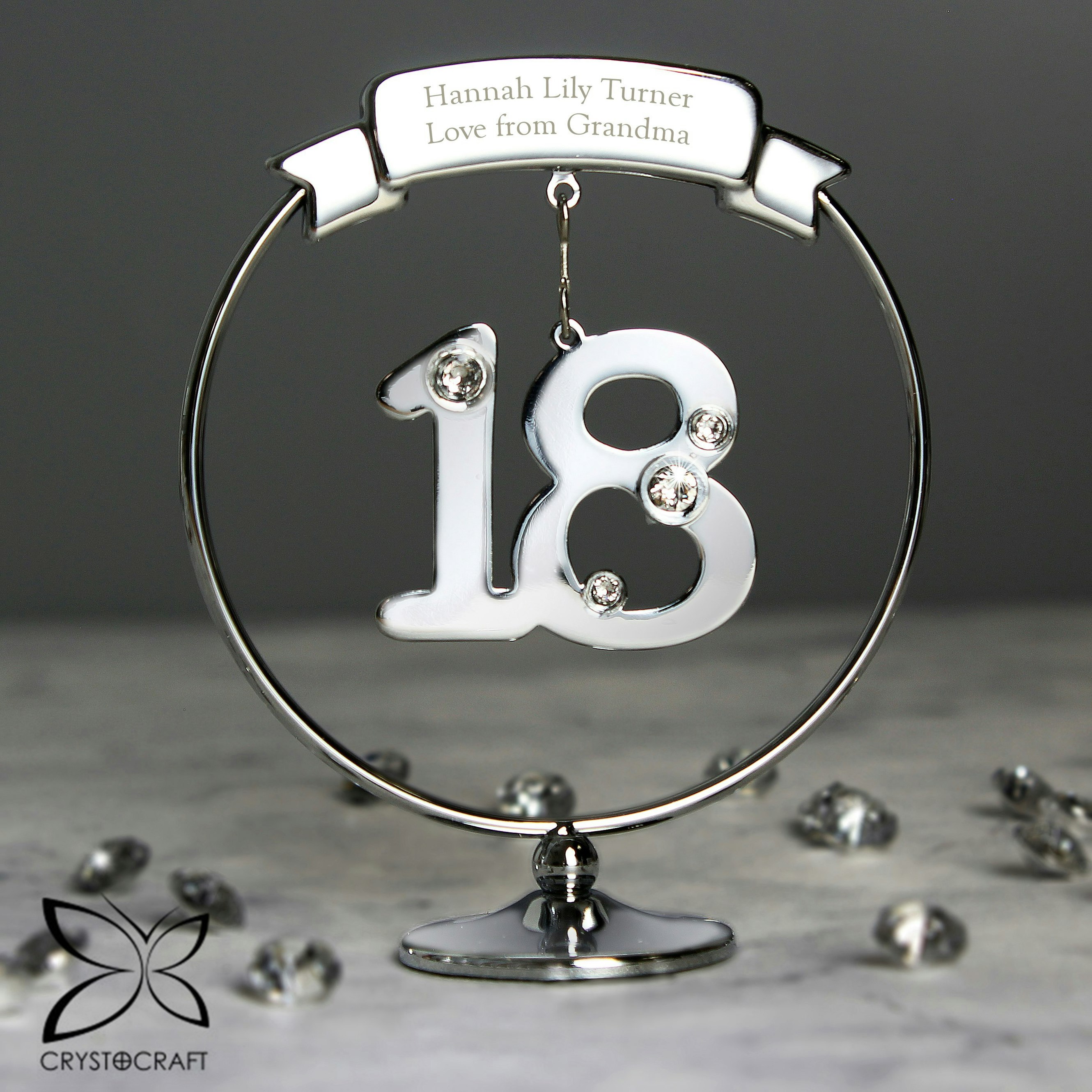 Personalised Memento Company Silver/Light Personalised Crystocraft 18Th Celebration Ornament