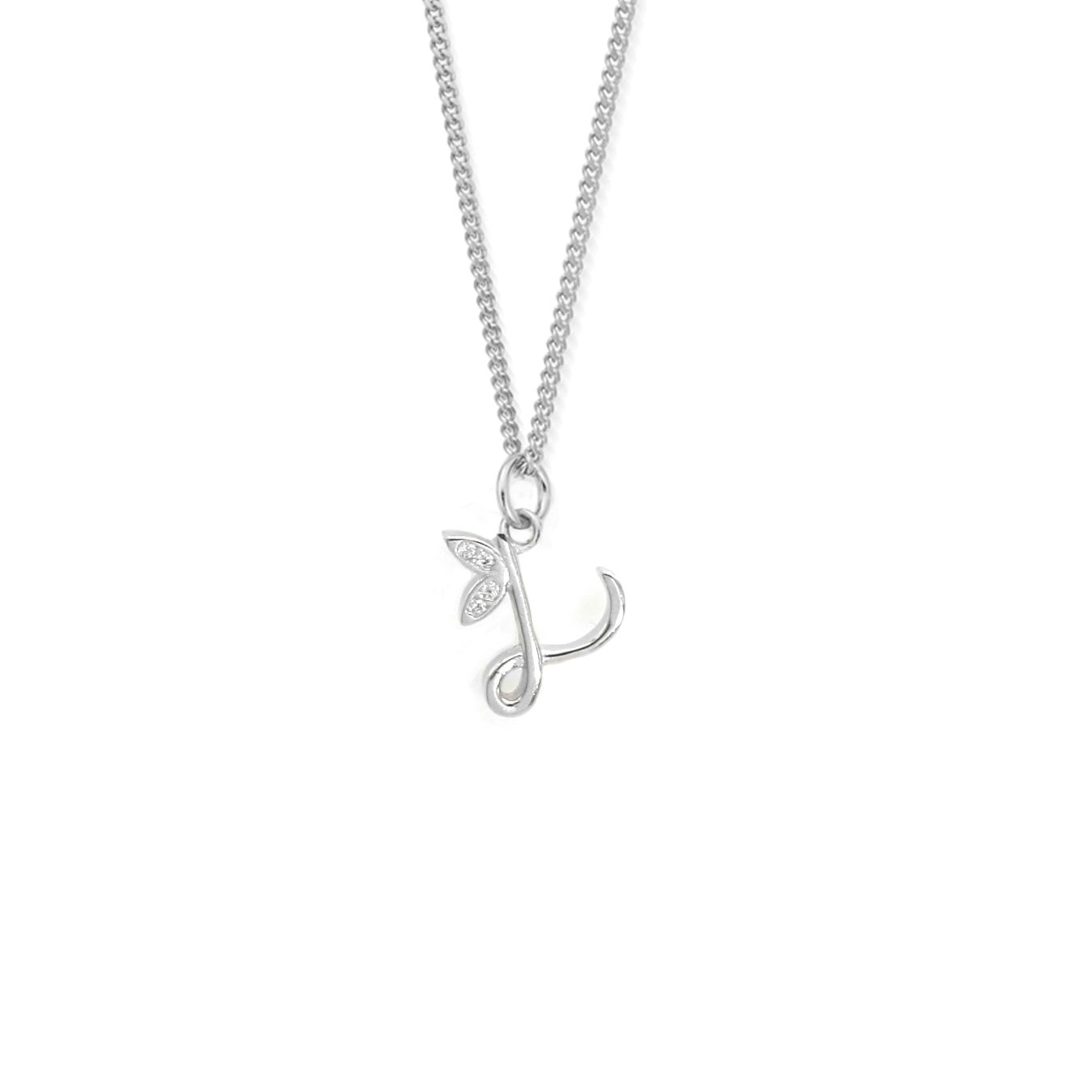 Say It With Silver Dainty Winged Initial Charm Necklace - Sterling - L