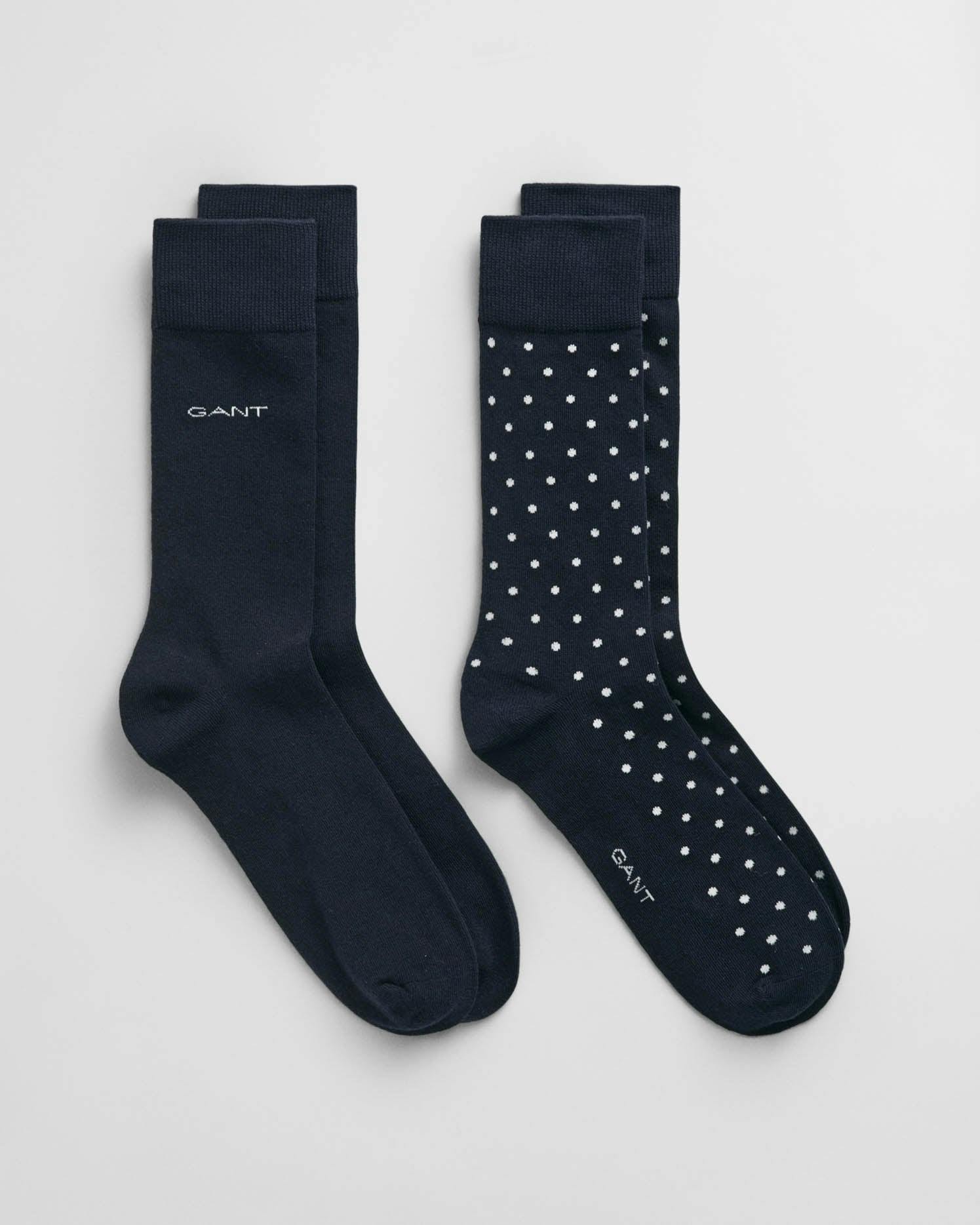 Gant Men's Dot And Solid Socks 2-Pack - 410 Marine - 410 Marine - Uk9-11 Eu43-45 Us10-12