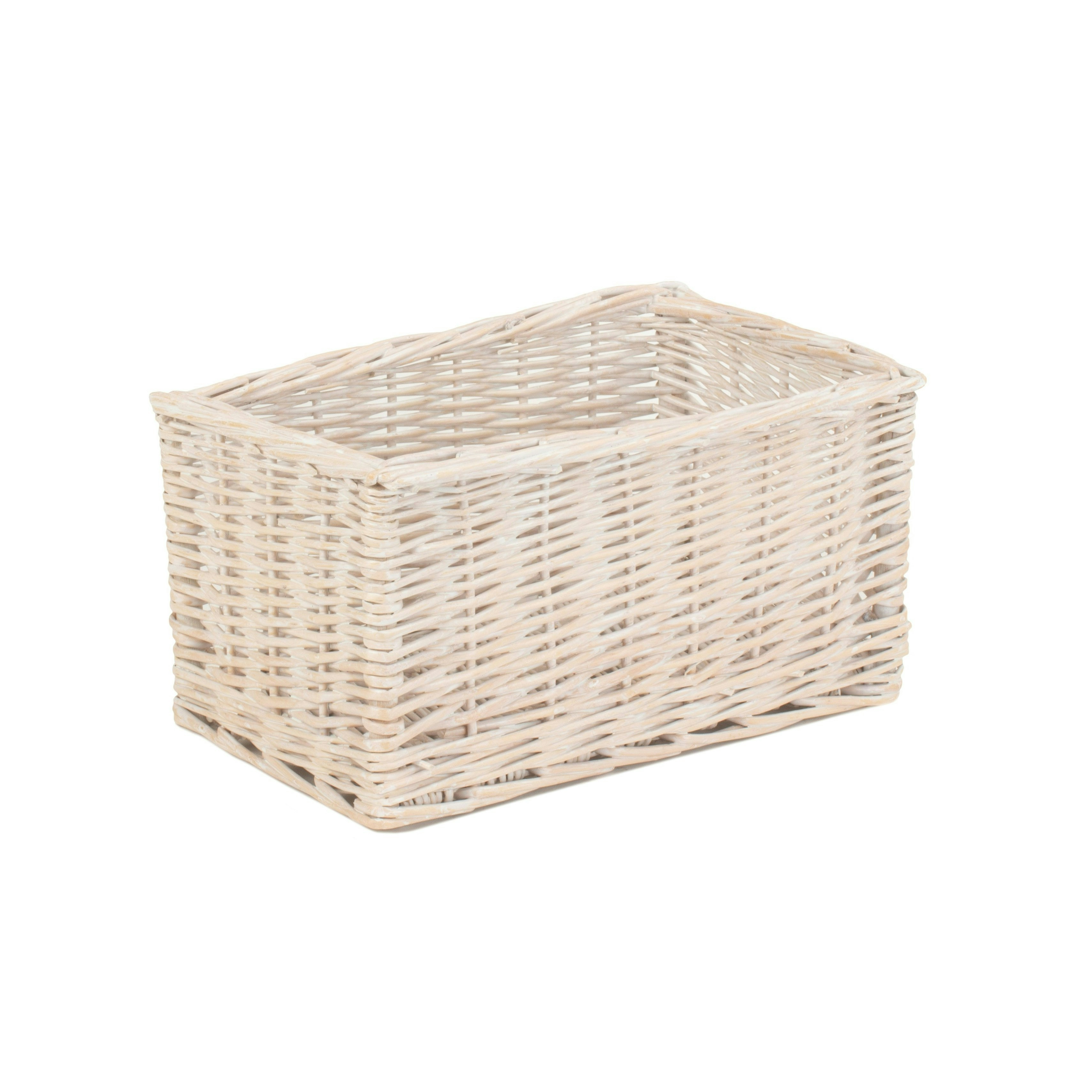 Rackhams Red/White Whitewash Unlined Wicker Storage Basket - Small