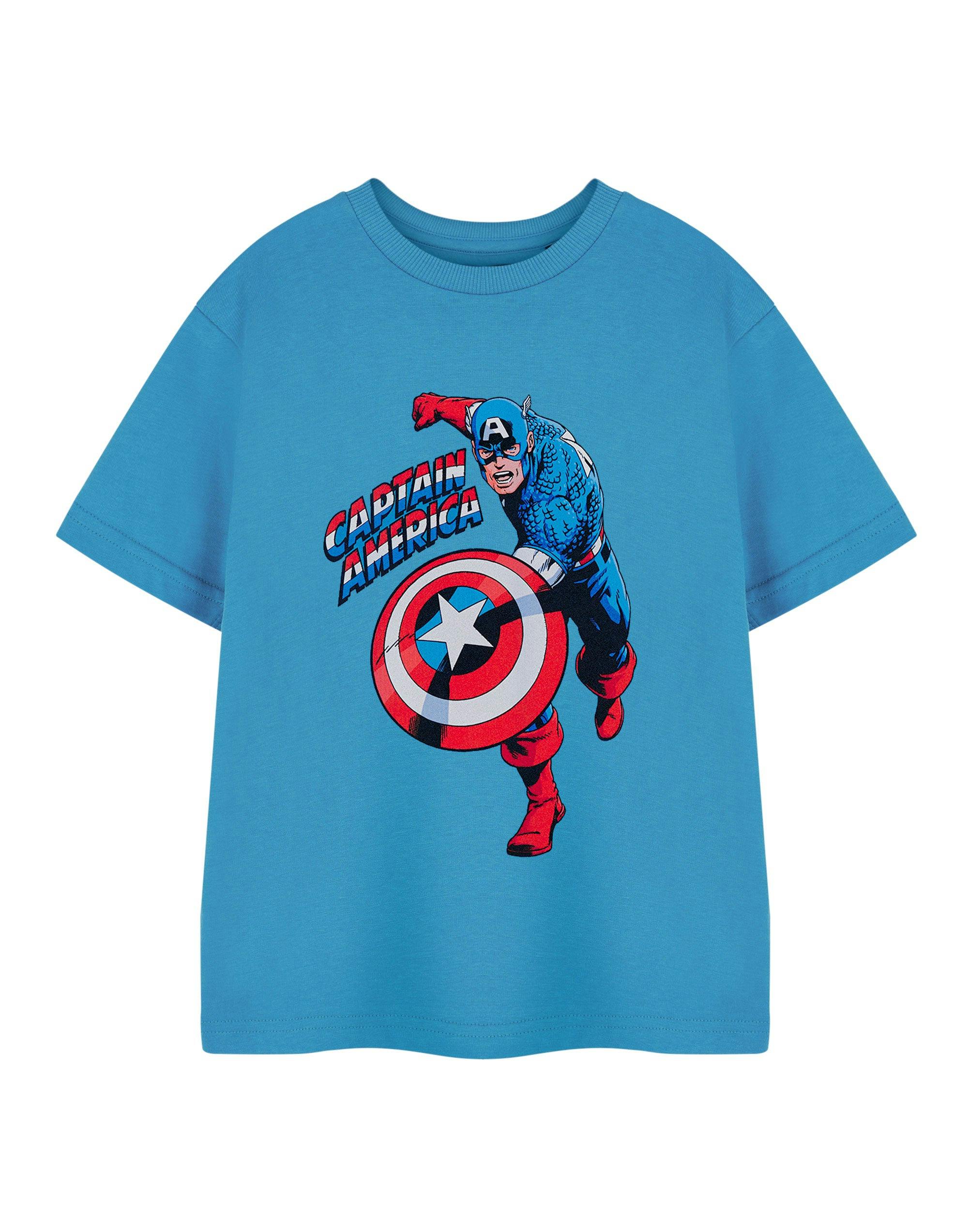 Vanilla Underground Boys Blue Marvel Captain America Short Sleeved T-Shirt - 3-4 Years